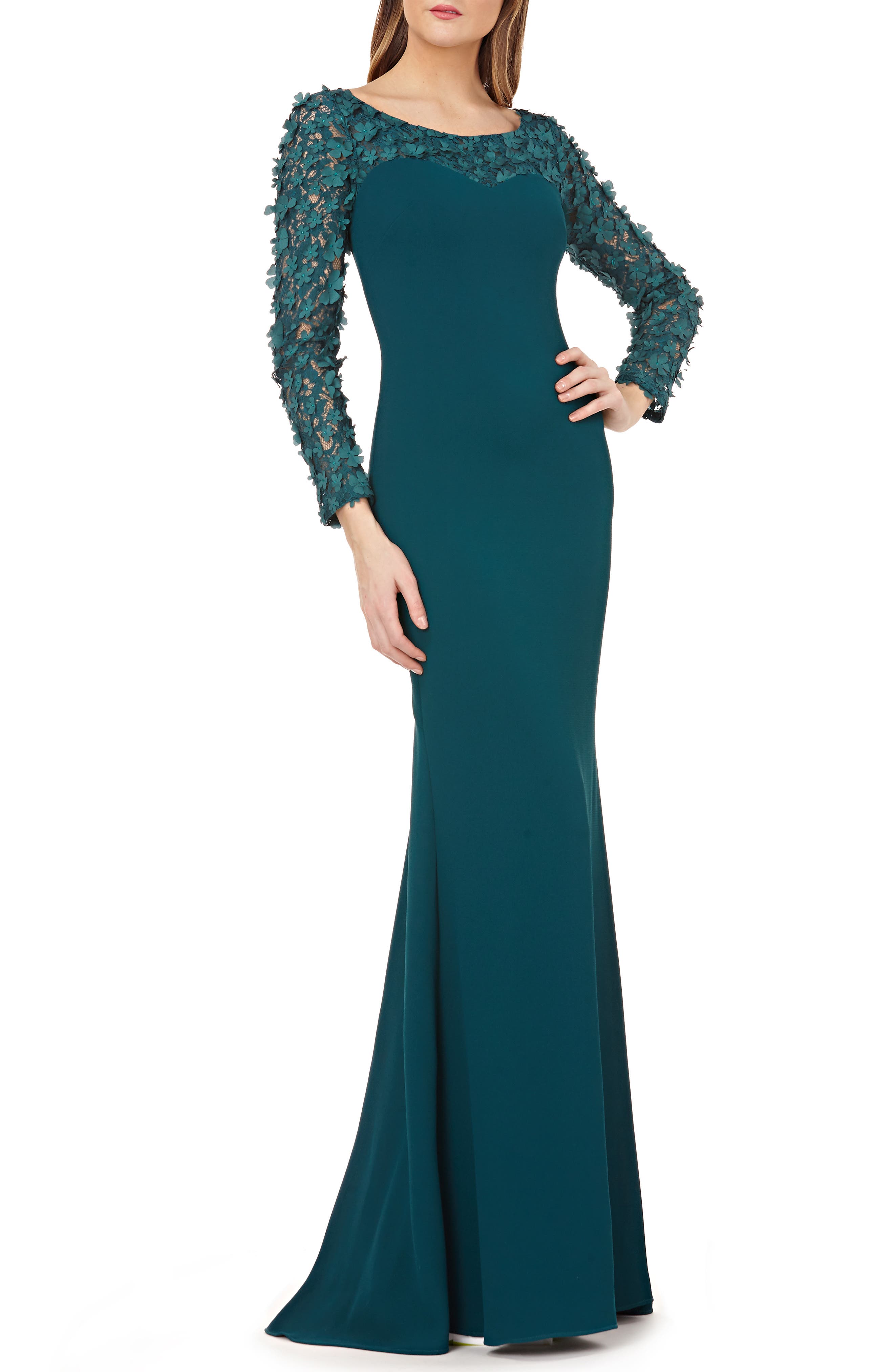 Carmen Marc Valvo Infusion Sweetheart Crepe Gown