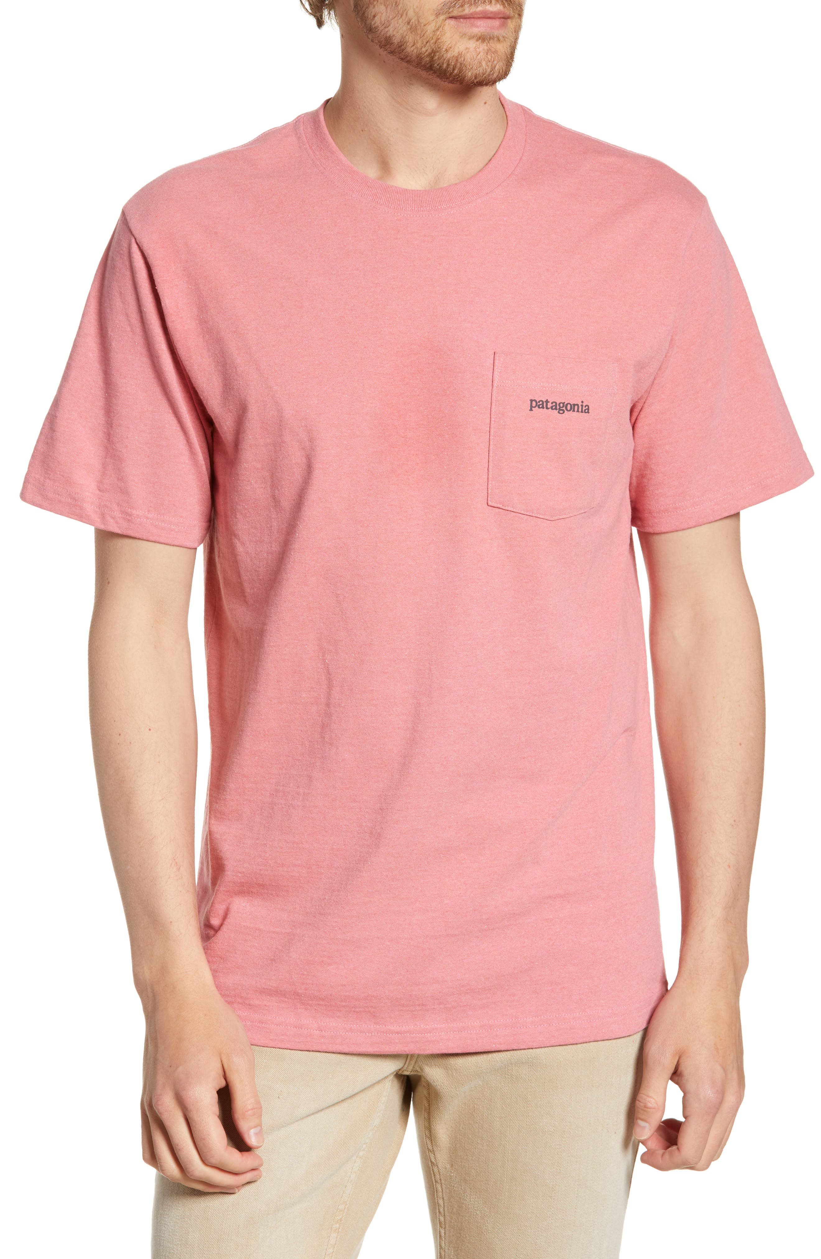 Patagonia Line Ridge Logo Resposibili-Tee Pocket T-Shirt, Pink