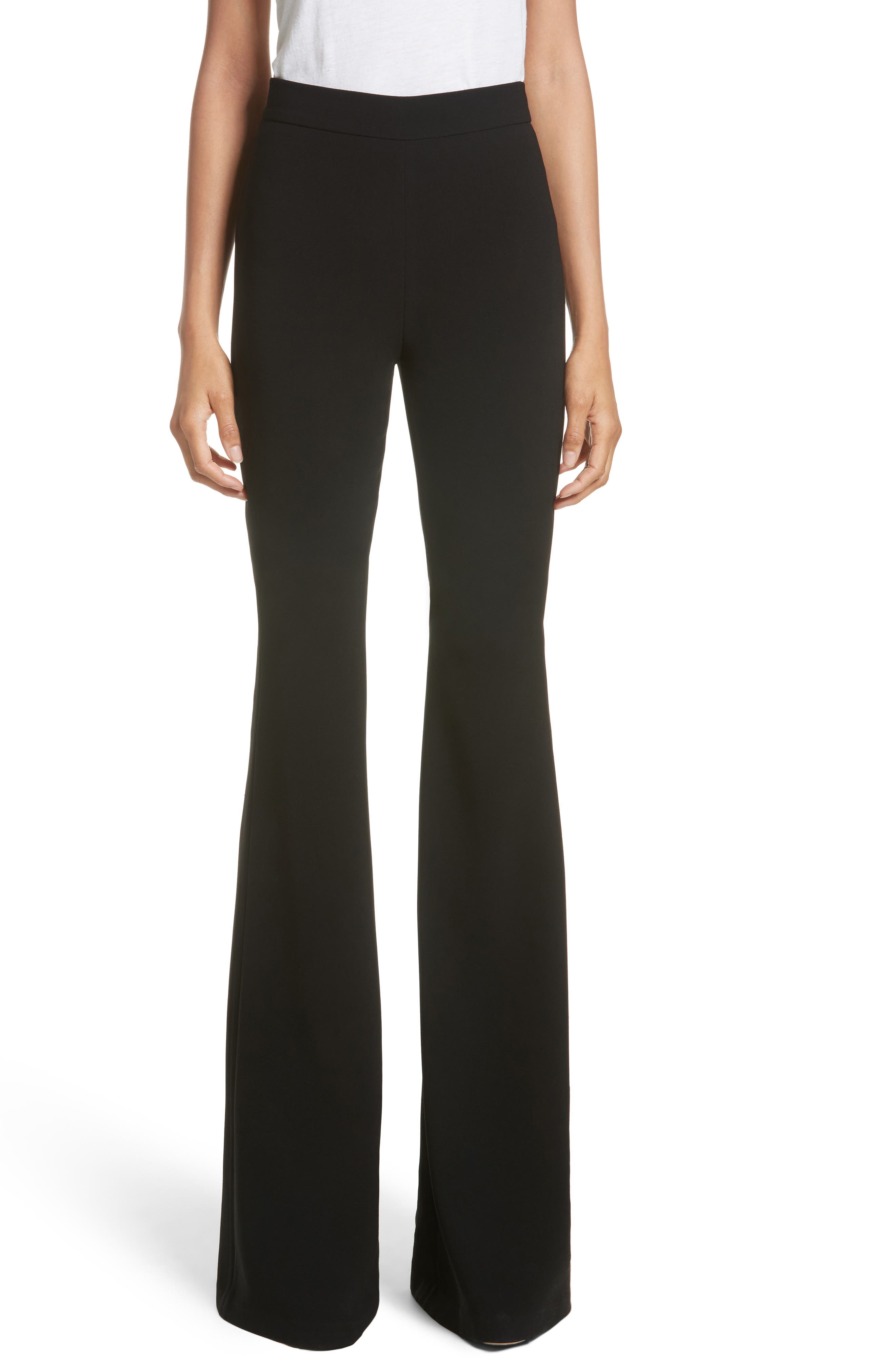 Brandon Maxwell Crepe Flare Pants, Black