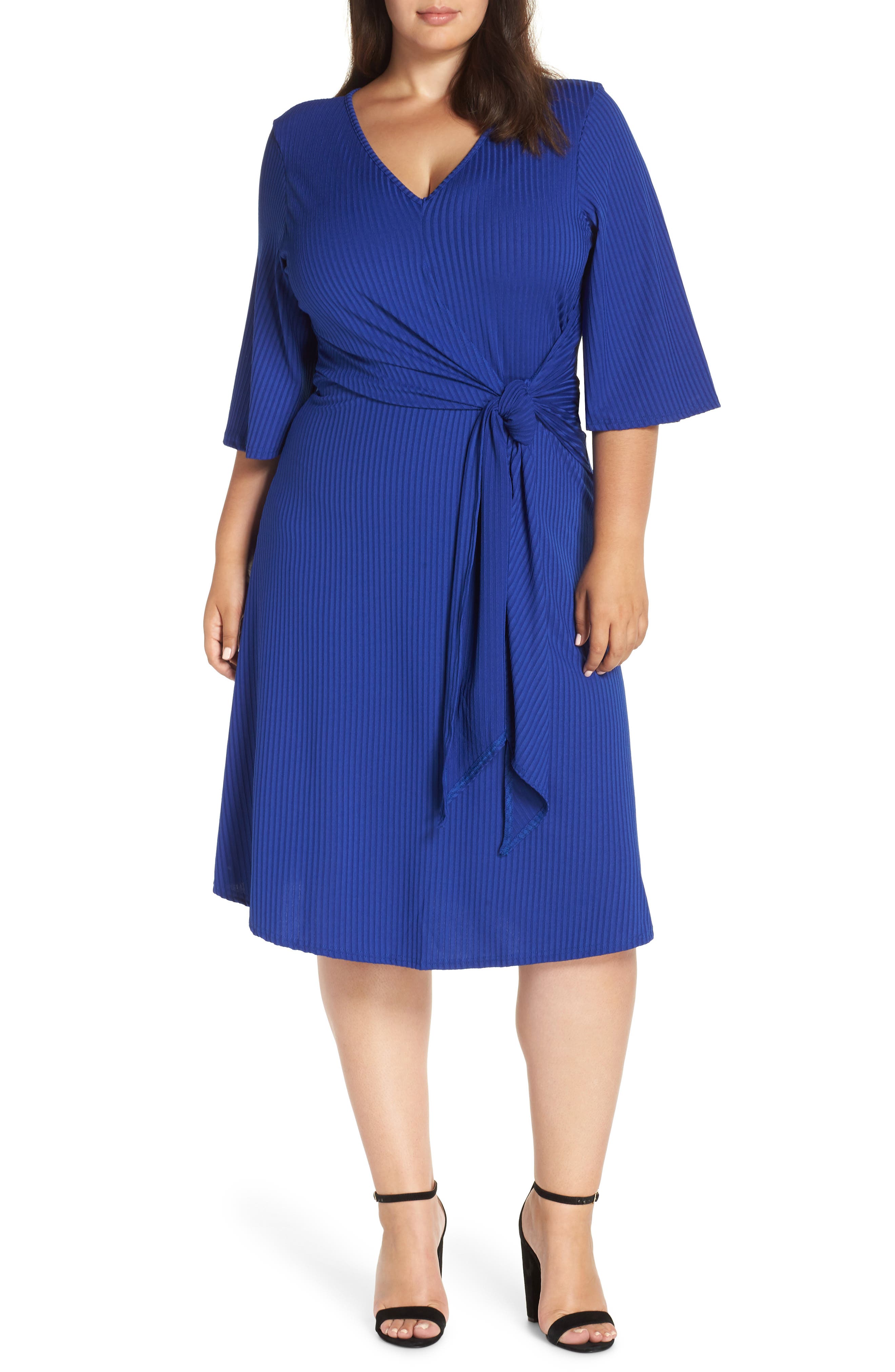 Plus Size Lost Ink Ribbed Knit Skater Dress
