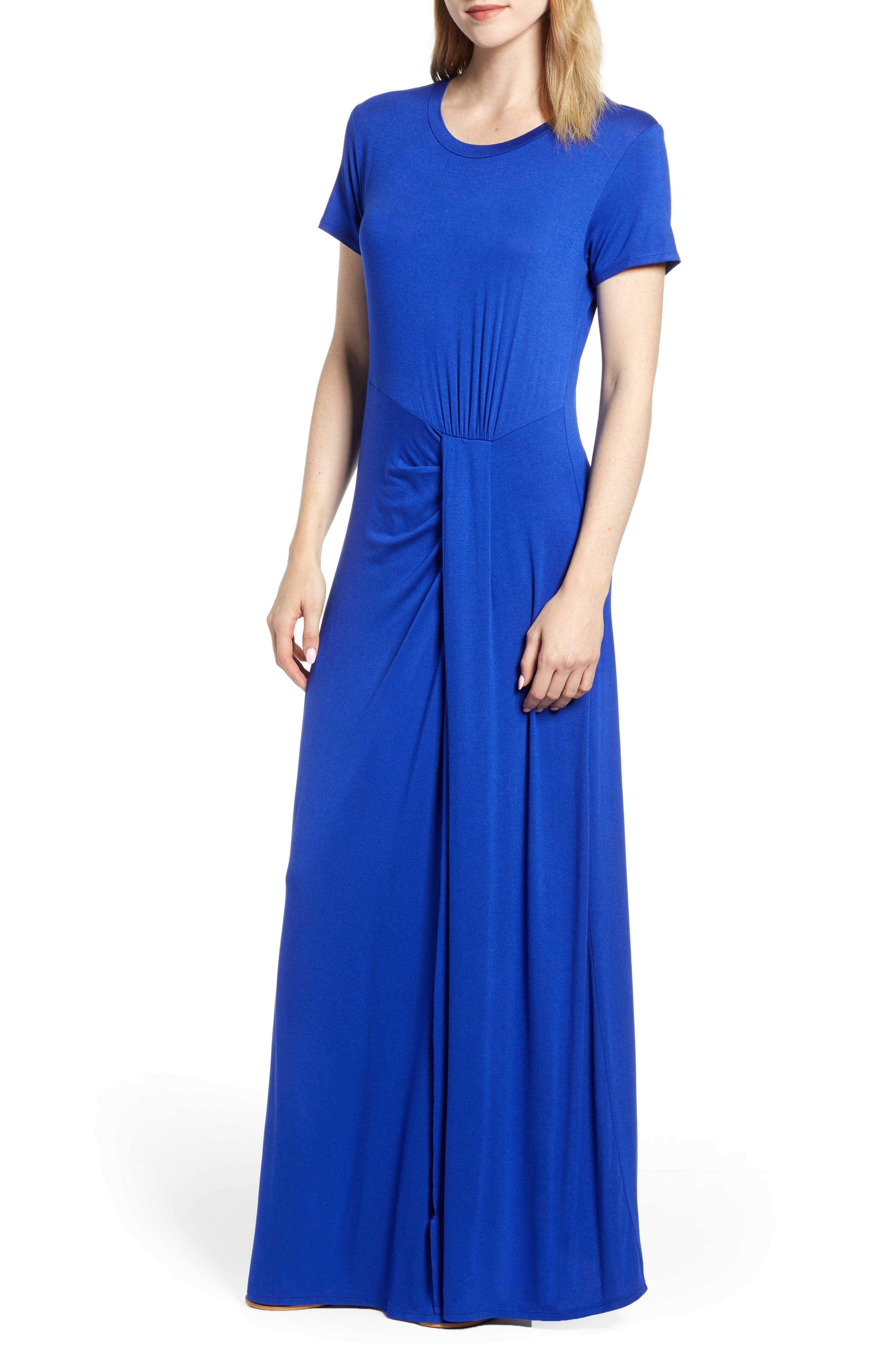 Caslon Front Gathered Maxi Dress, Blue