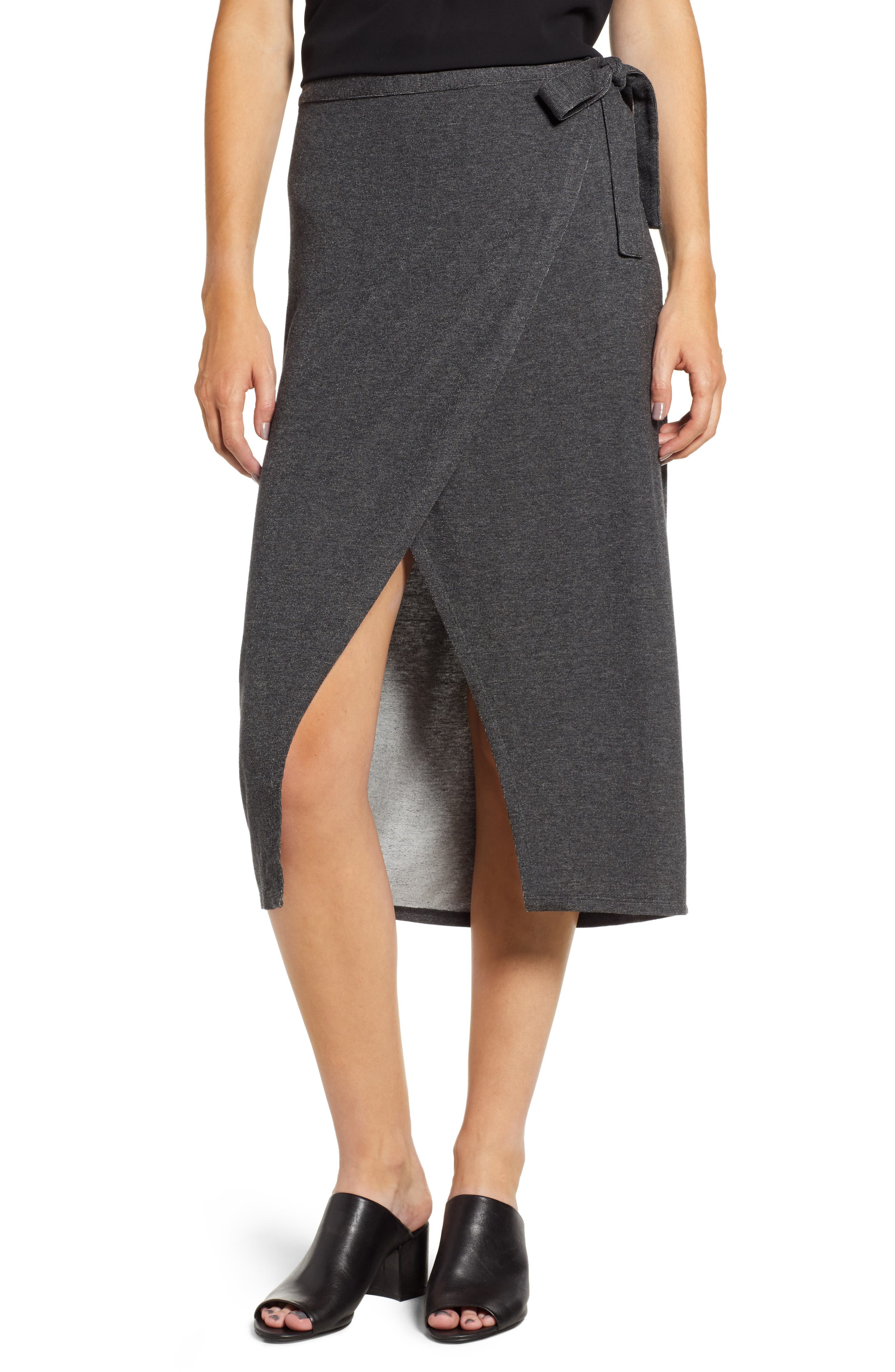 Press Wrap Skirt, Grey