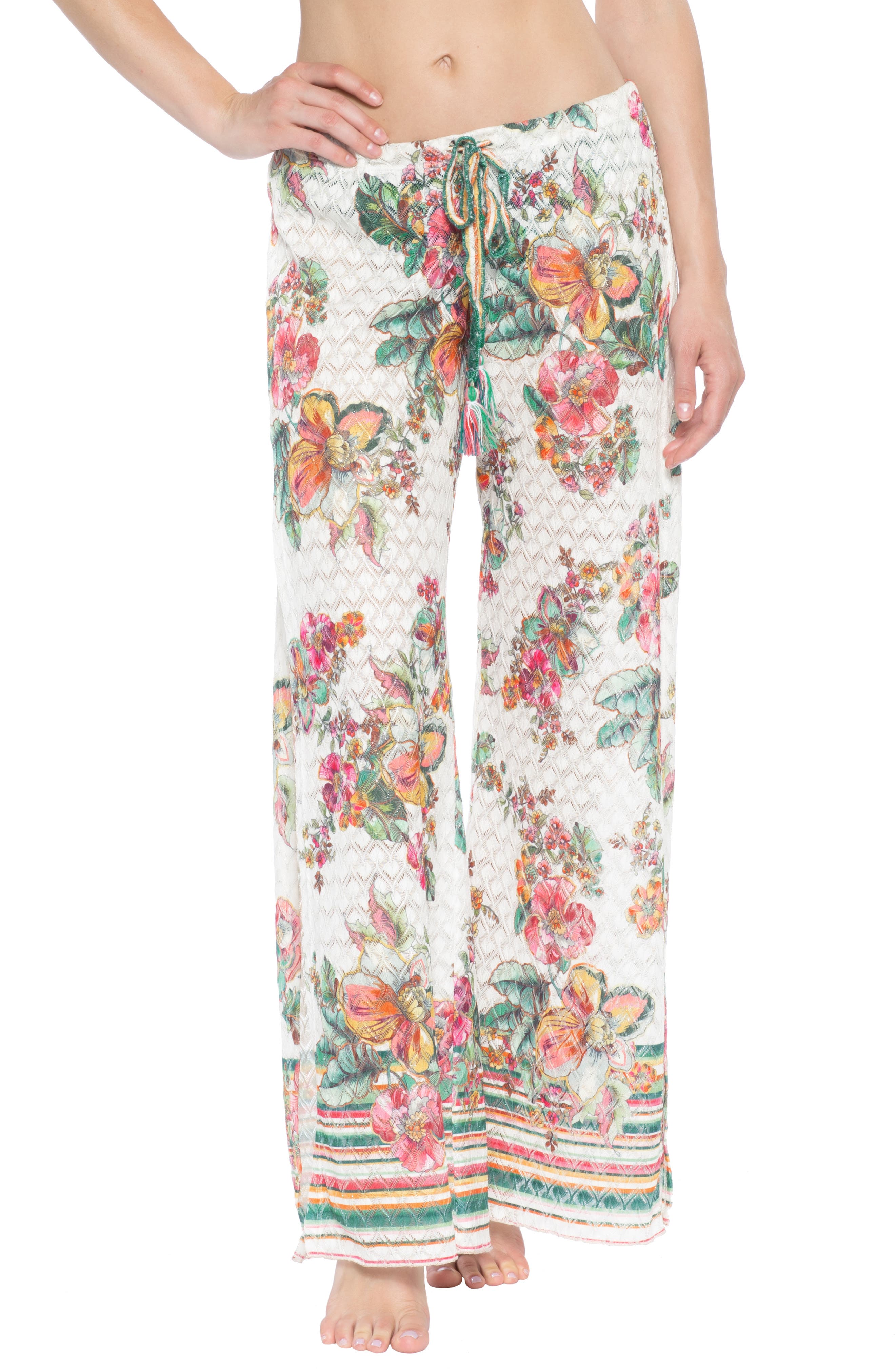 Becca Emma Slit-Leg Cover-Up Pants, White