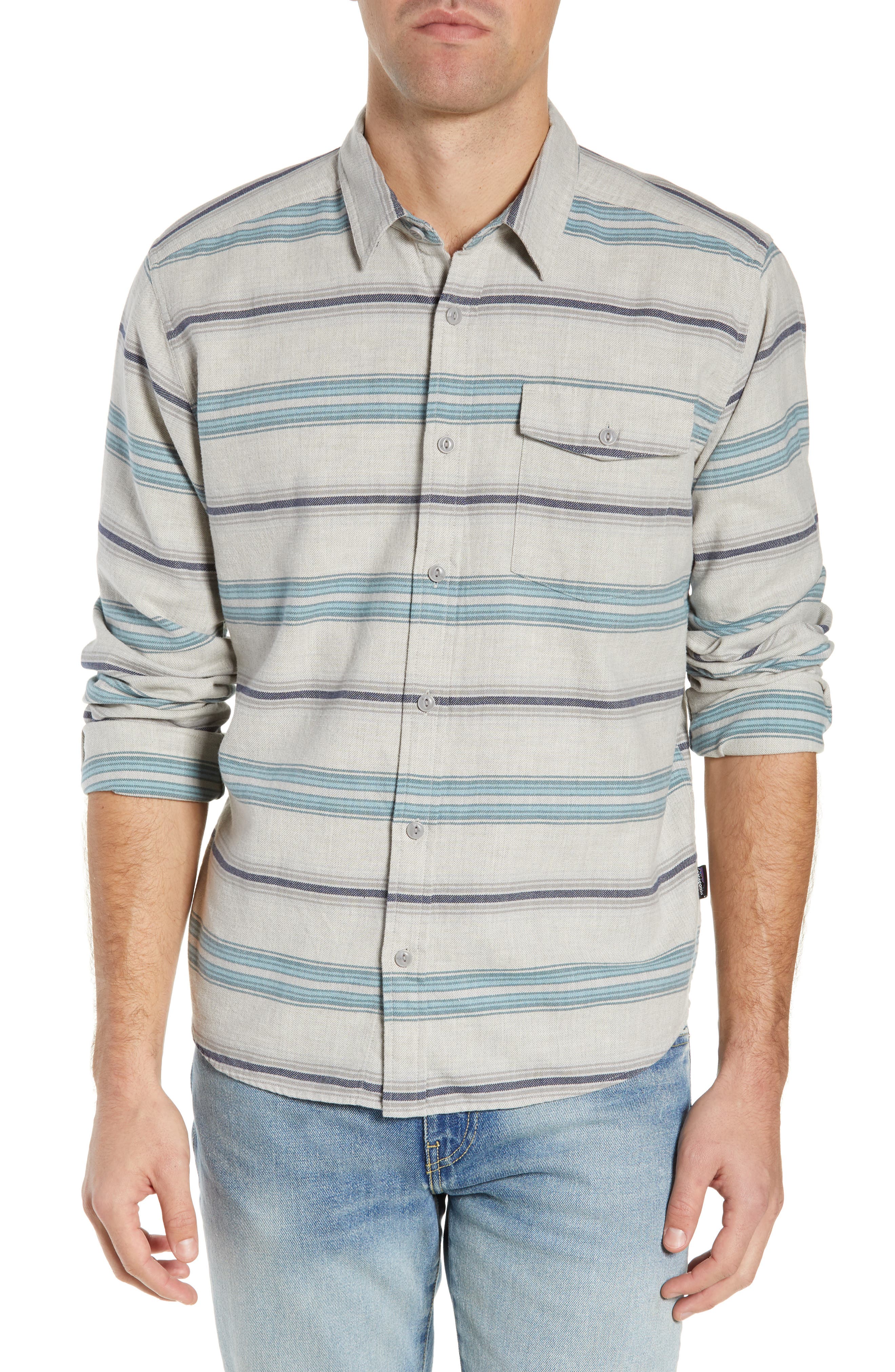 Patagonia Regular Fit Organic Cotton Flannel Shirt, Grey