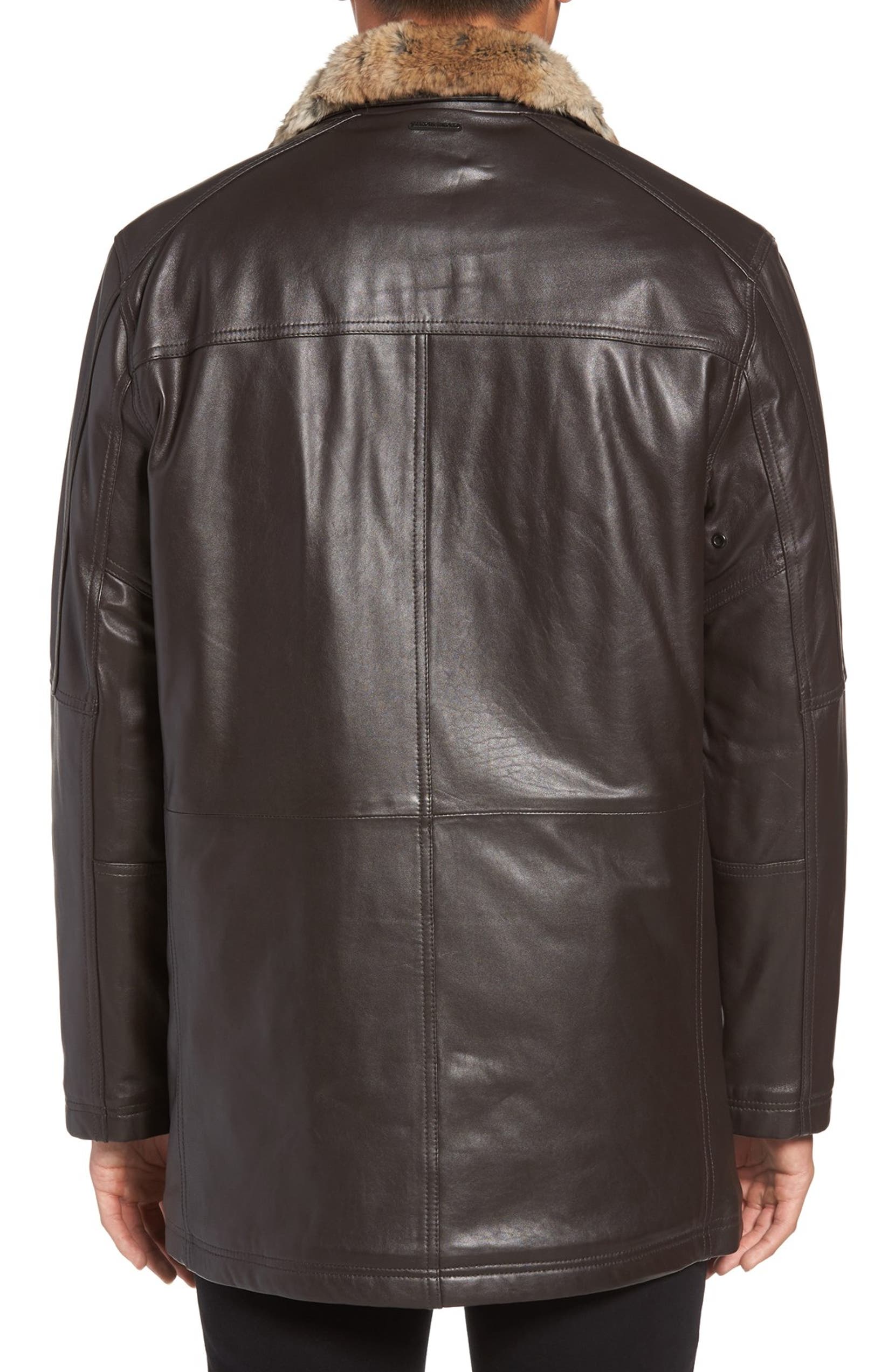 Marc New York By Andrew Middlebury Genuine Rabbit Fur Trim Marc New York By Andrew Middlebury Genuine Rabbit Fur Trim Leather Car Coat With Removable Bib Nordstrom