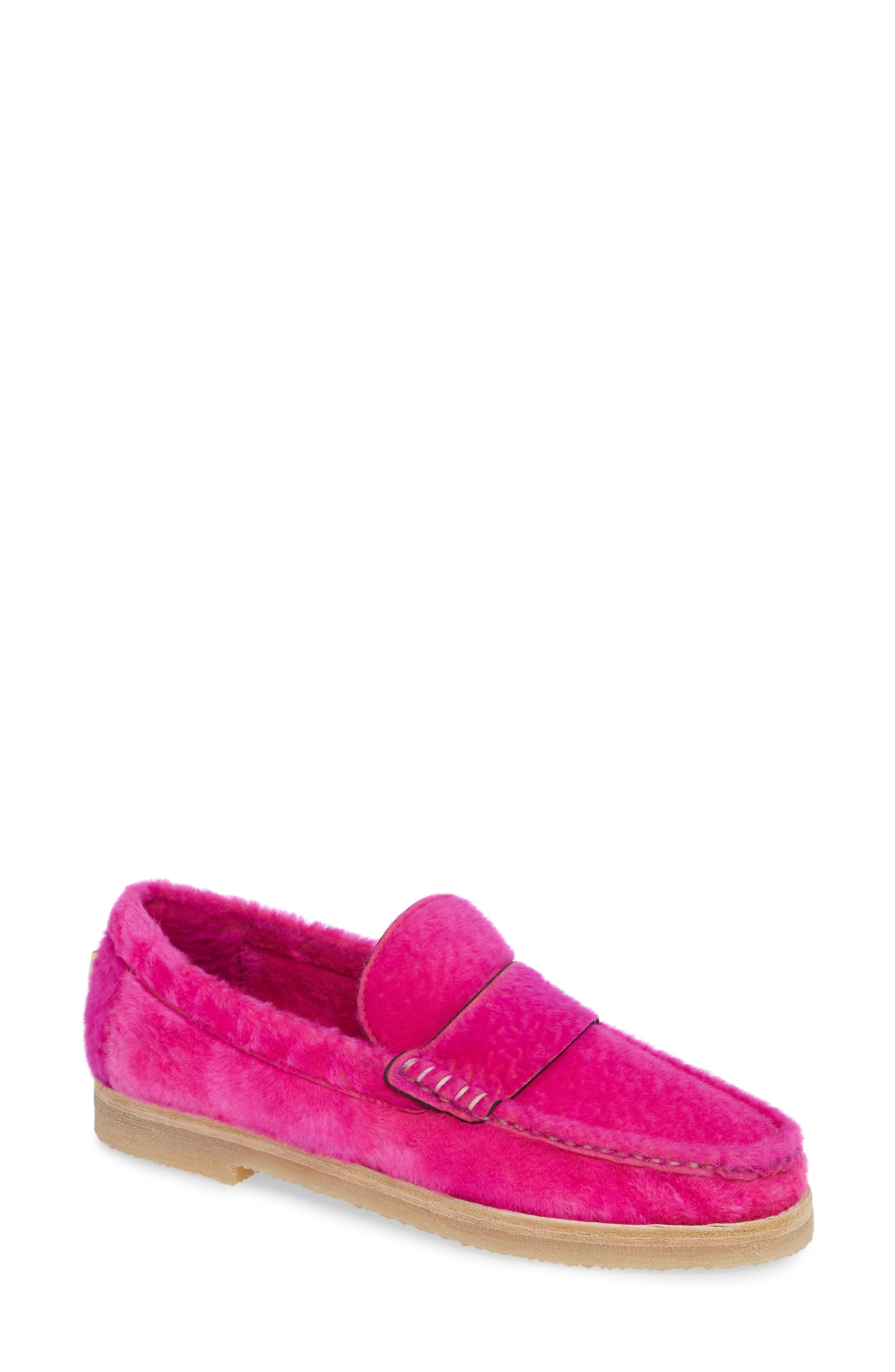 Stuart Weitzman Bromley Genuine Shearling Loafer, Pink