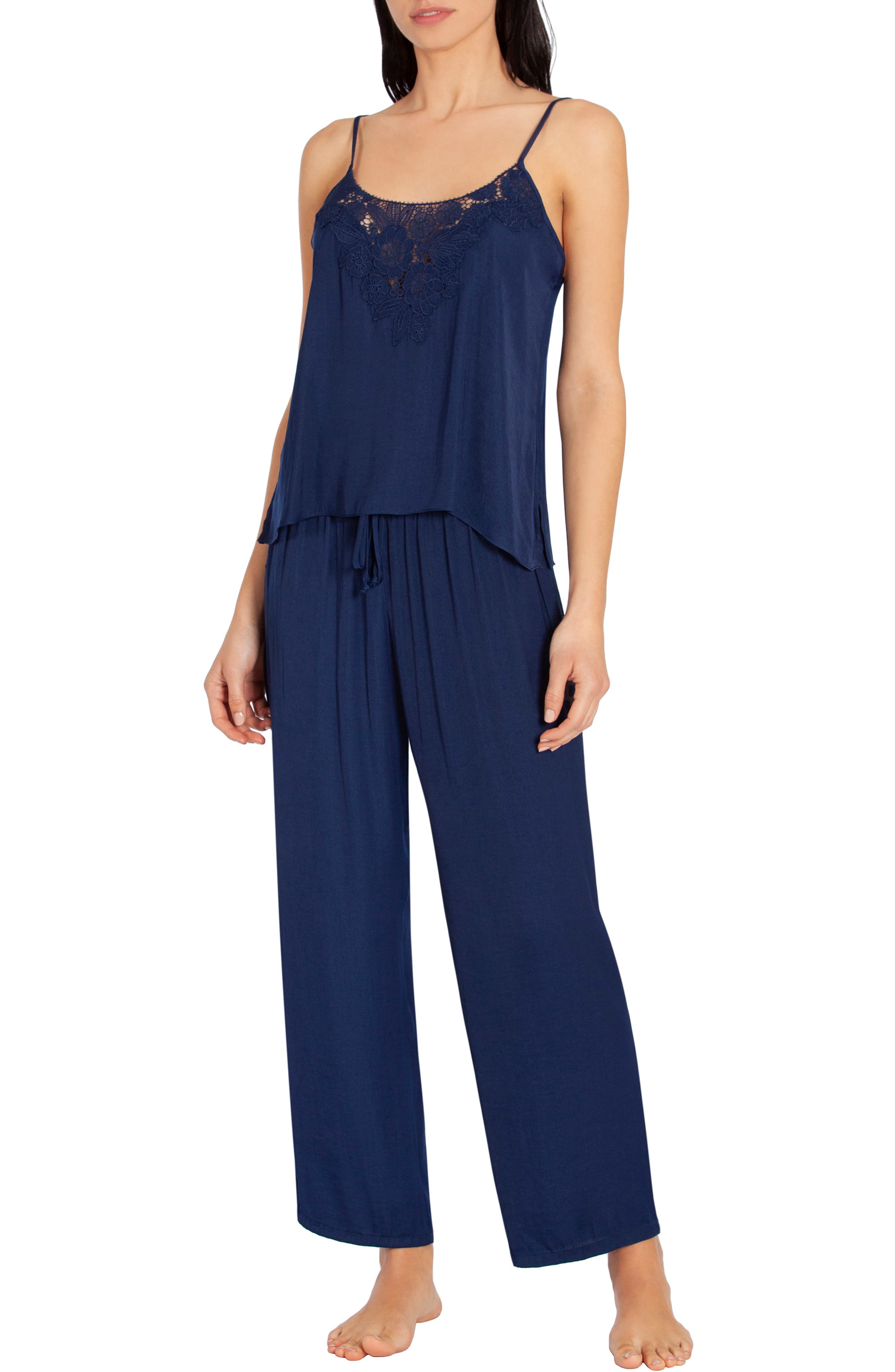 In Bloom By Jonquil Washed Satin Pajamas, Blue