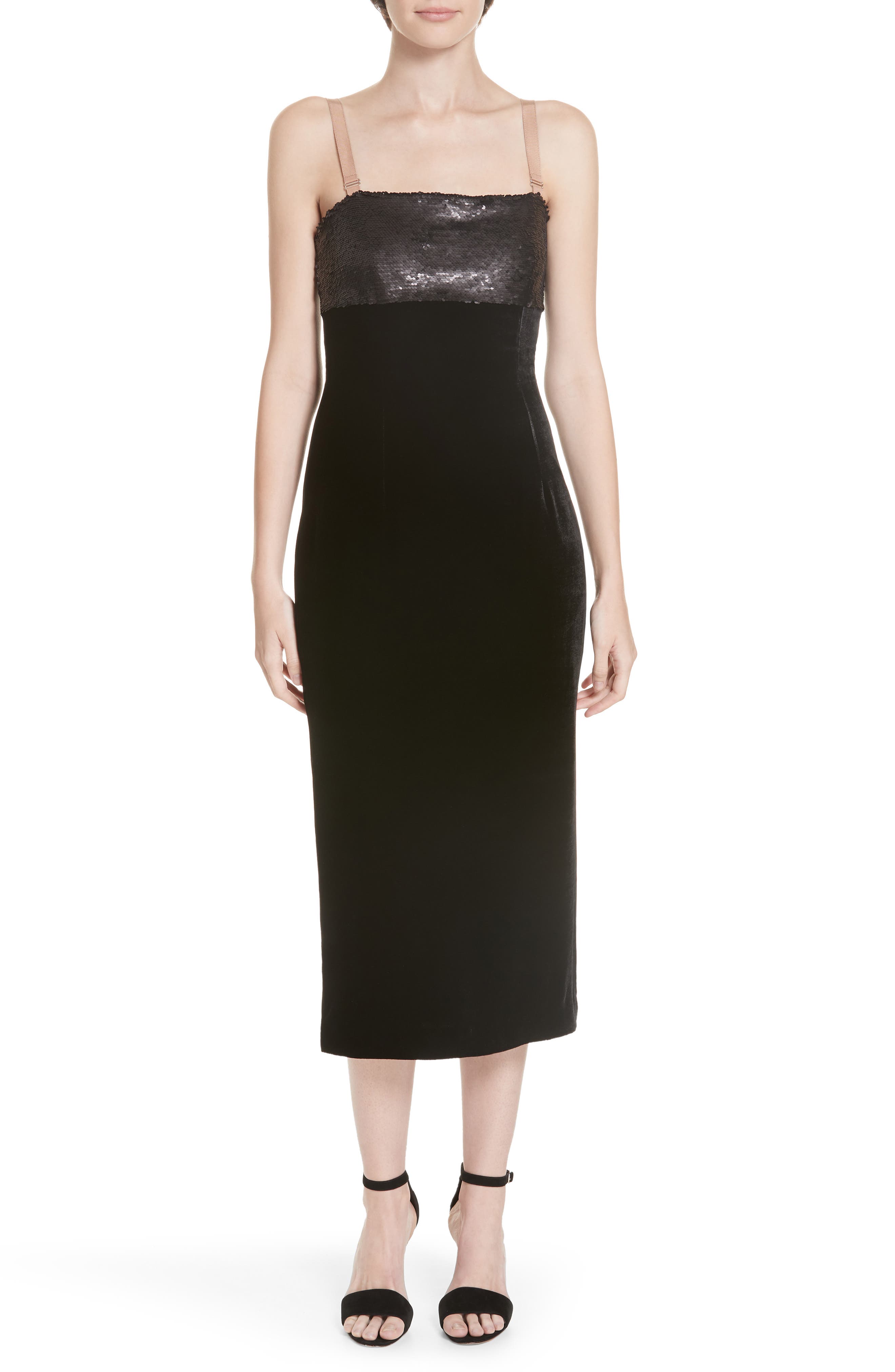 Cinq A Sept Calla Sequin & Velvet Dress, Black