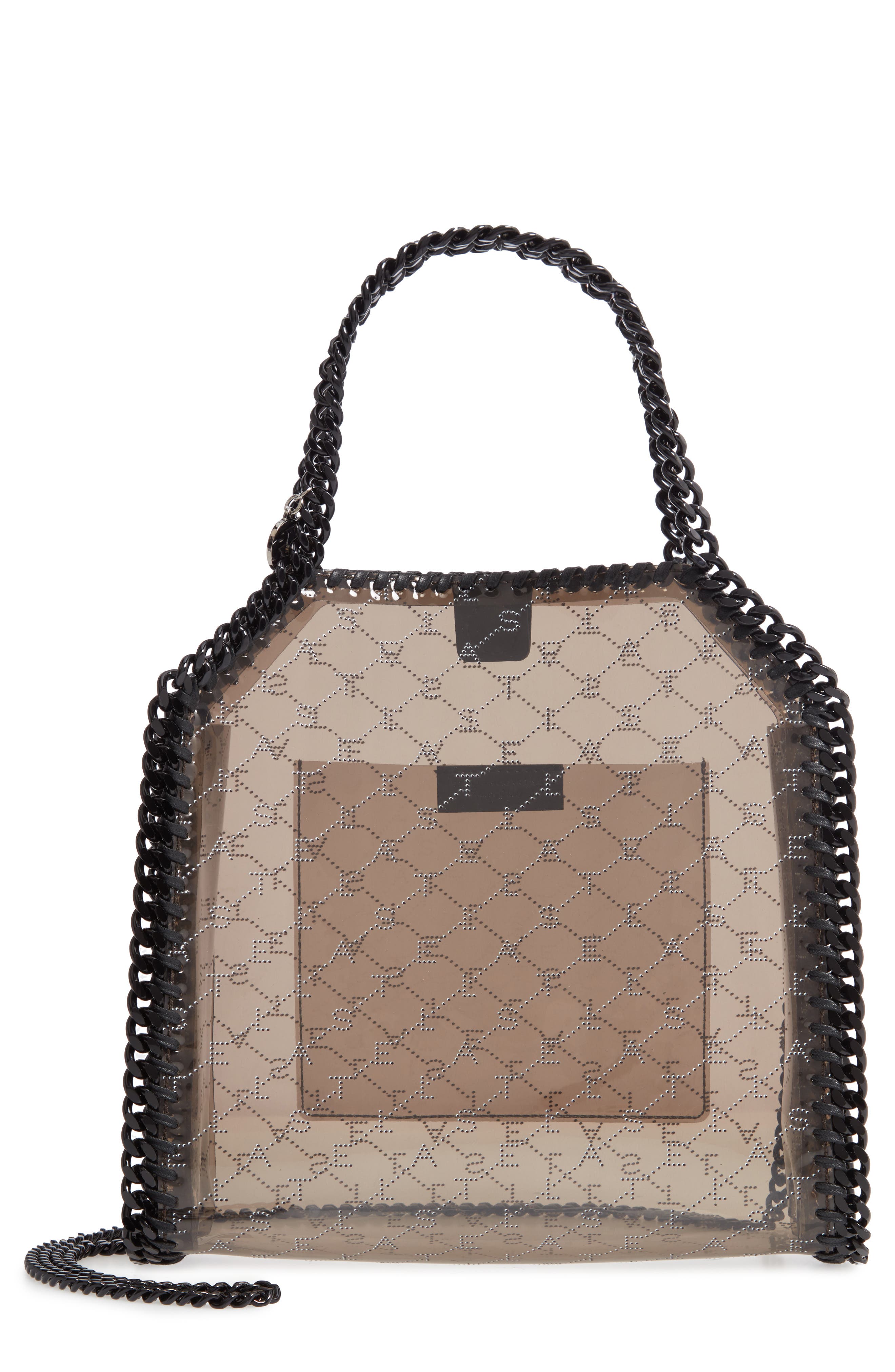 Stella Mccartney Mini Falabella Logo Clear Tote - Black