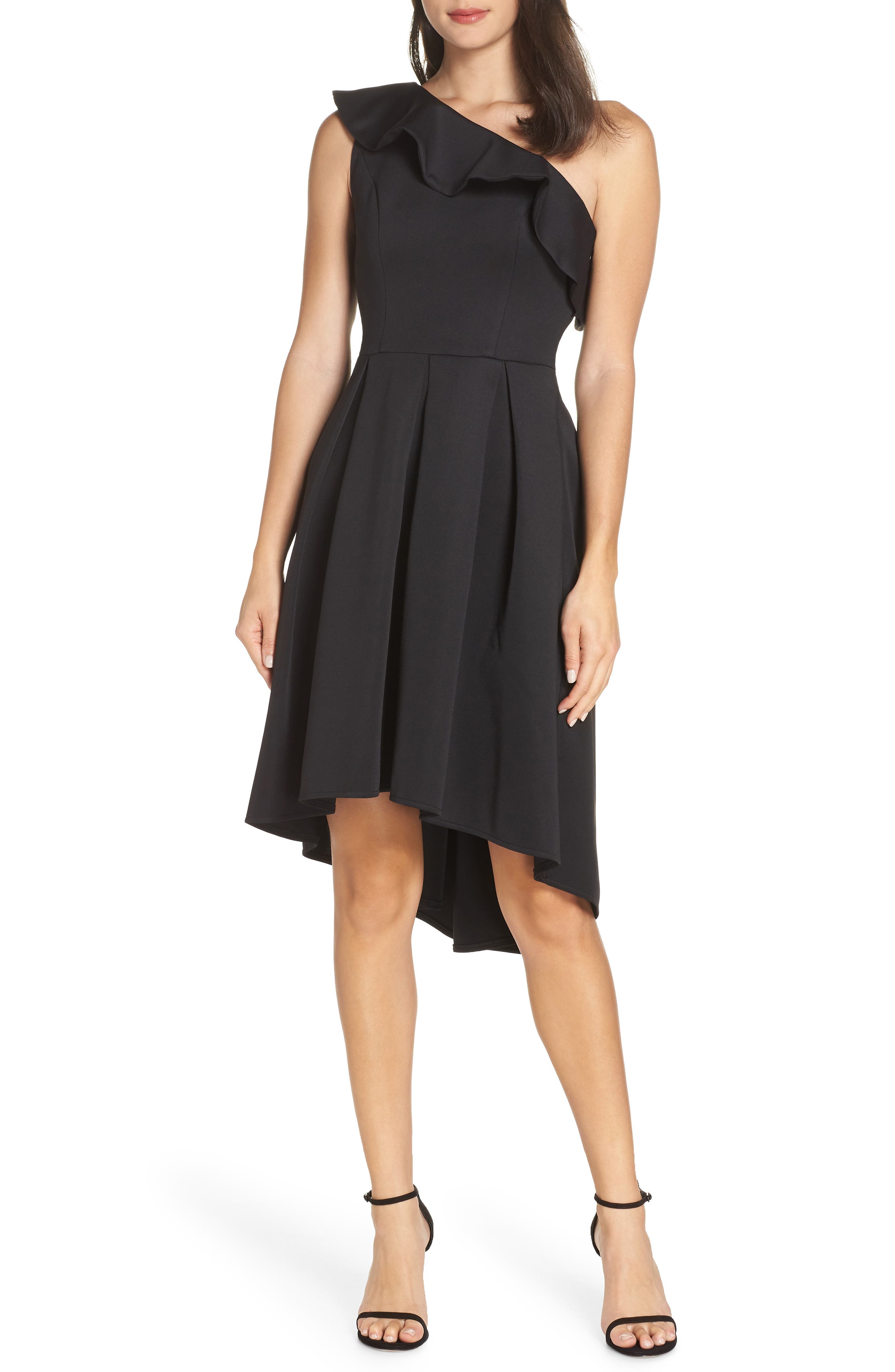 Chi Chi London One-Shoulder High/low Cocktail Dress, Black