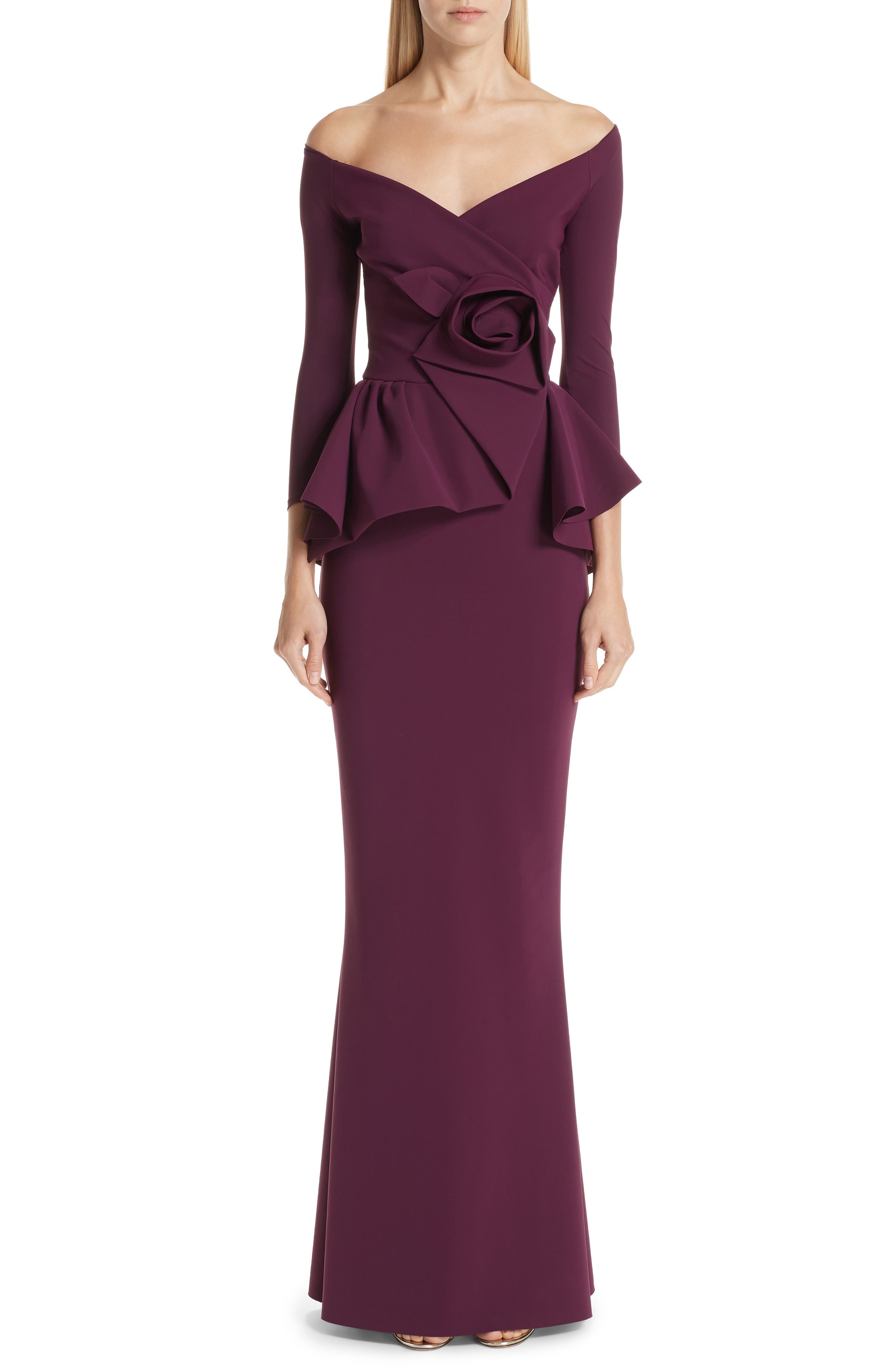 Chiara Boni La Petite Robe Almunda Off The Shoulder Peplum Gown
