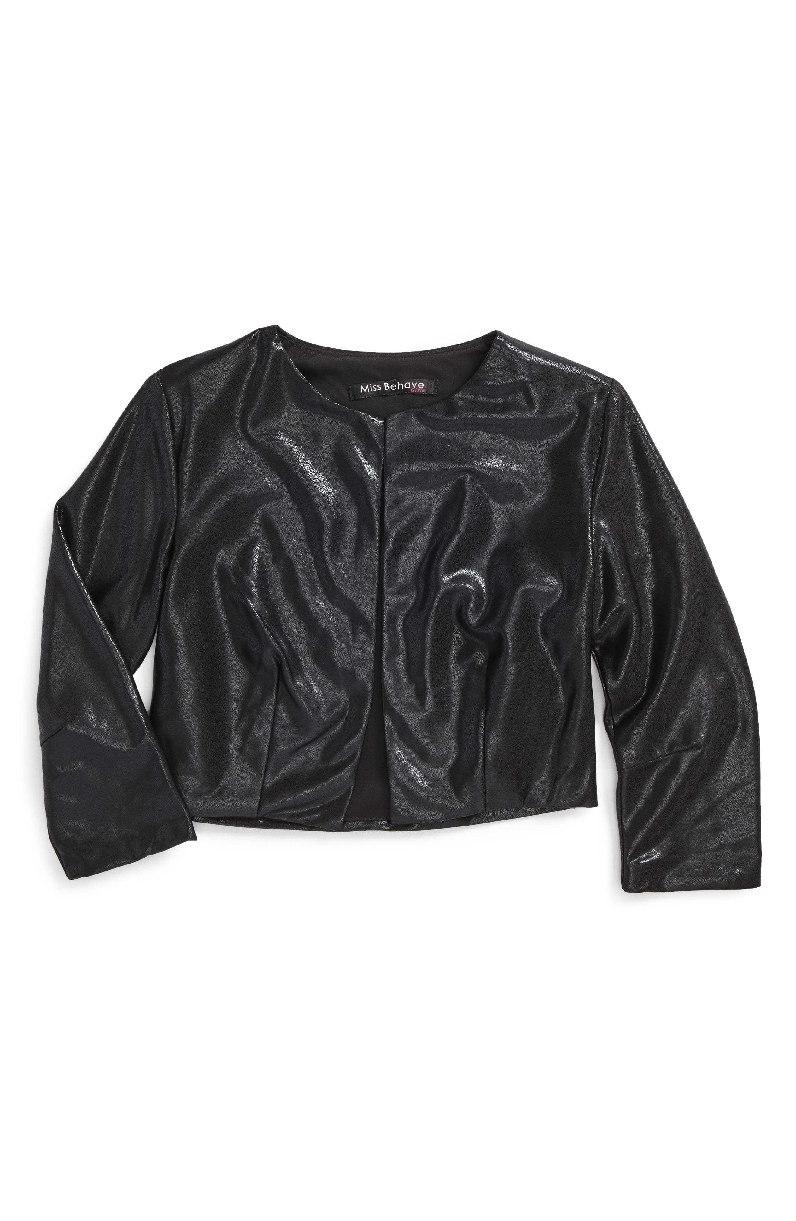 Miss Behave Samatha Faux Leather Bolero Jacket (Big Girls) Nordstrom
