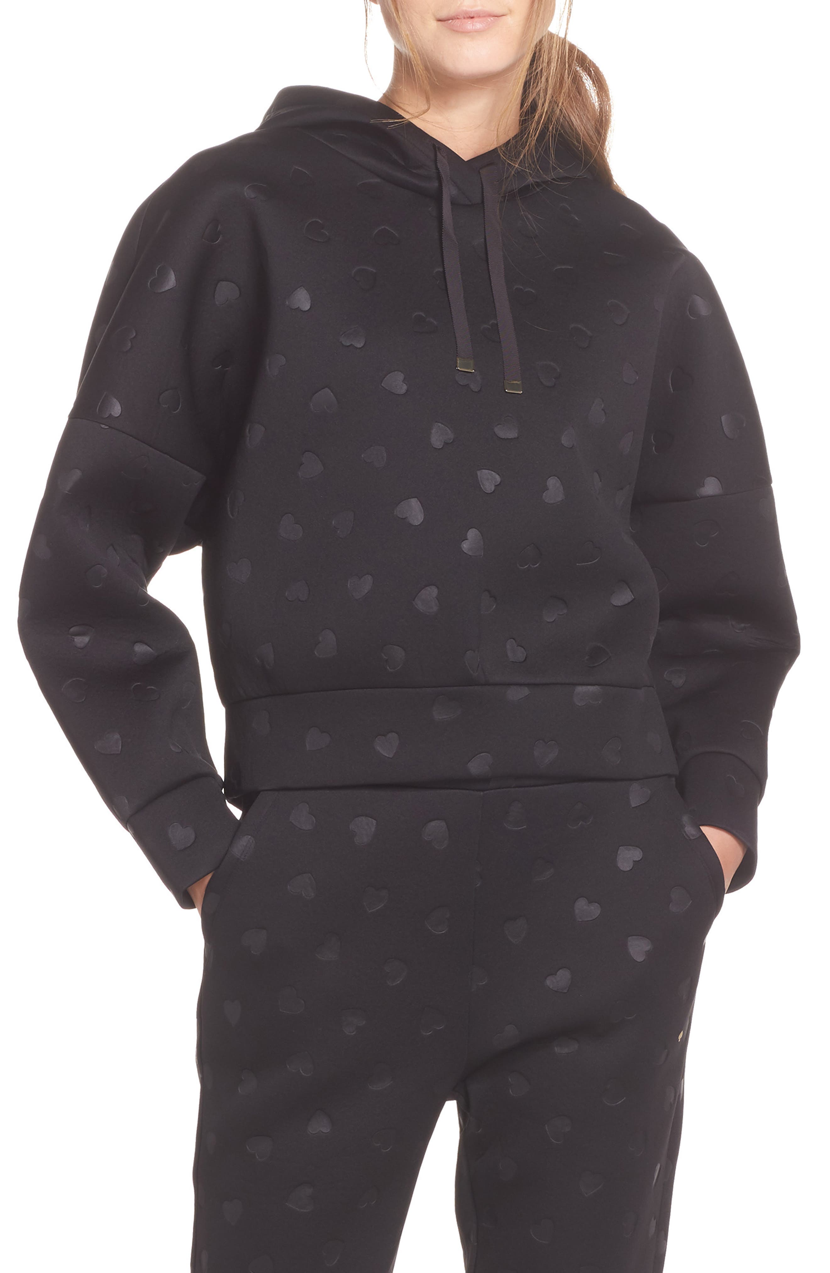 Kate Spade New York Heart Embossed Hoodie, Black