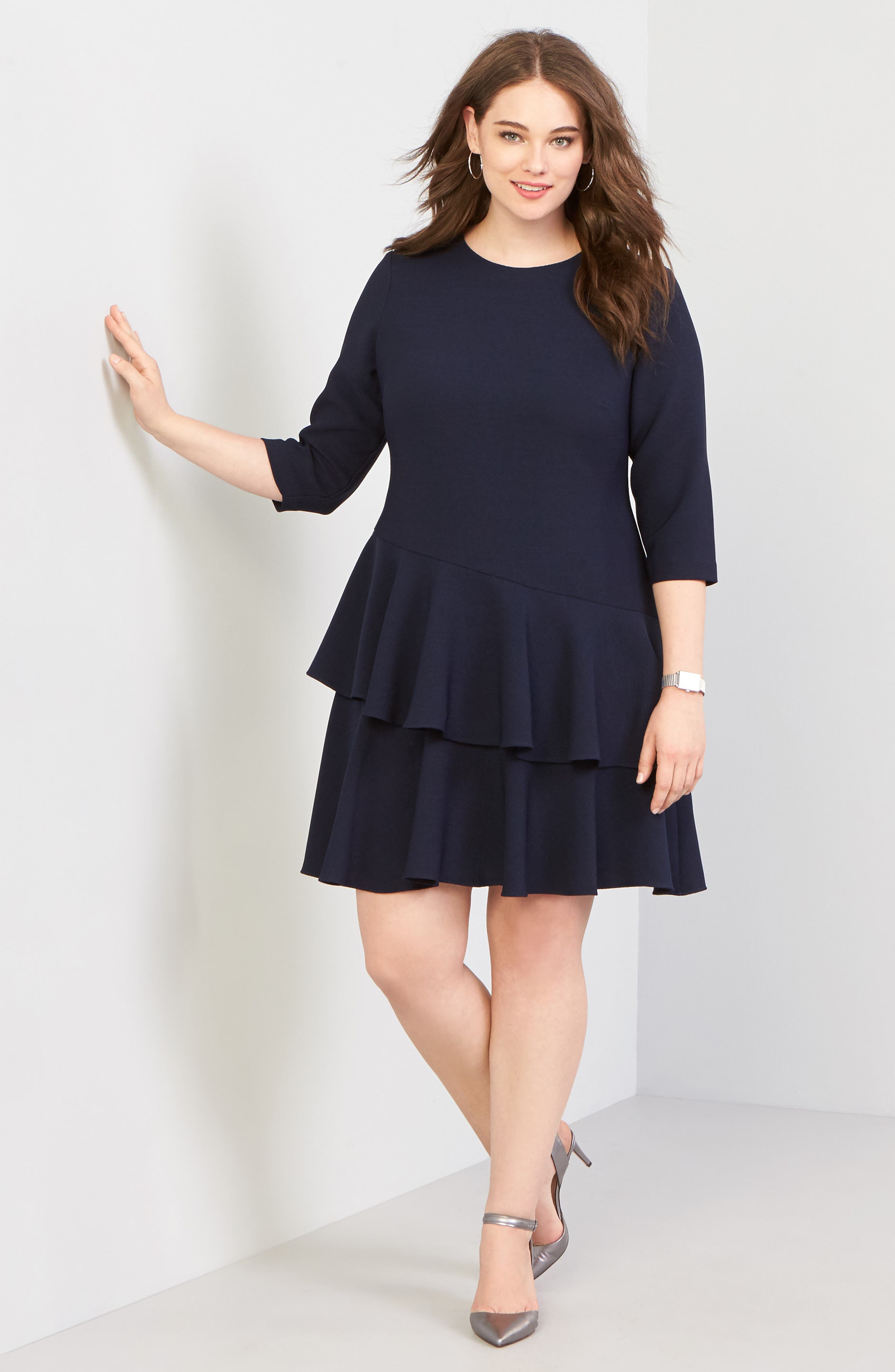 Plus Size Eliza J Ruffle Tiered Sheath Dress