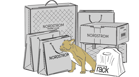 Stack of Nordstrom boxes and bags.