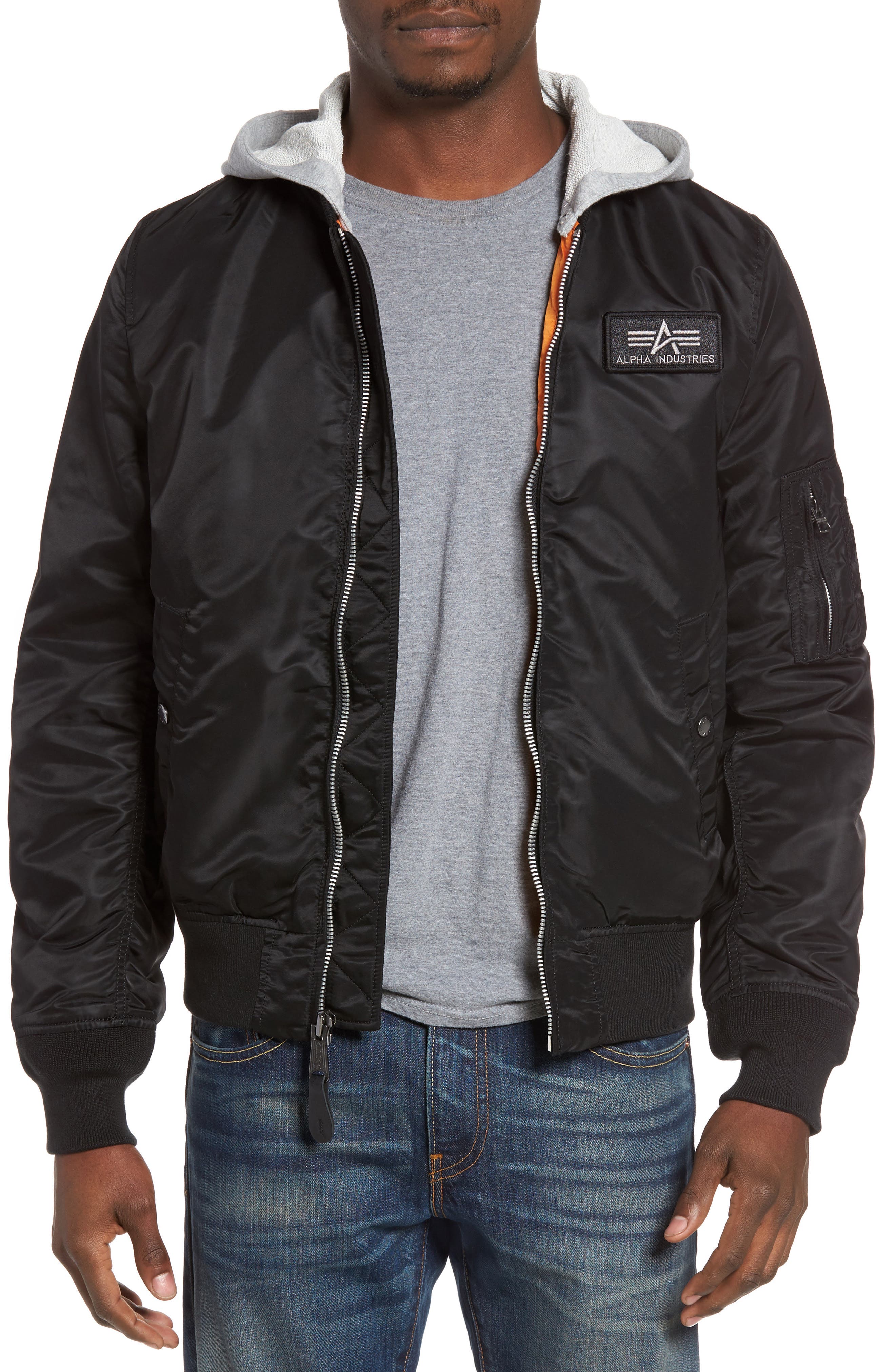 Alpha Industries Lightweight L2-B Flight Jacket With Knit Hood | Nordstrom