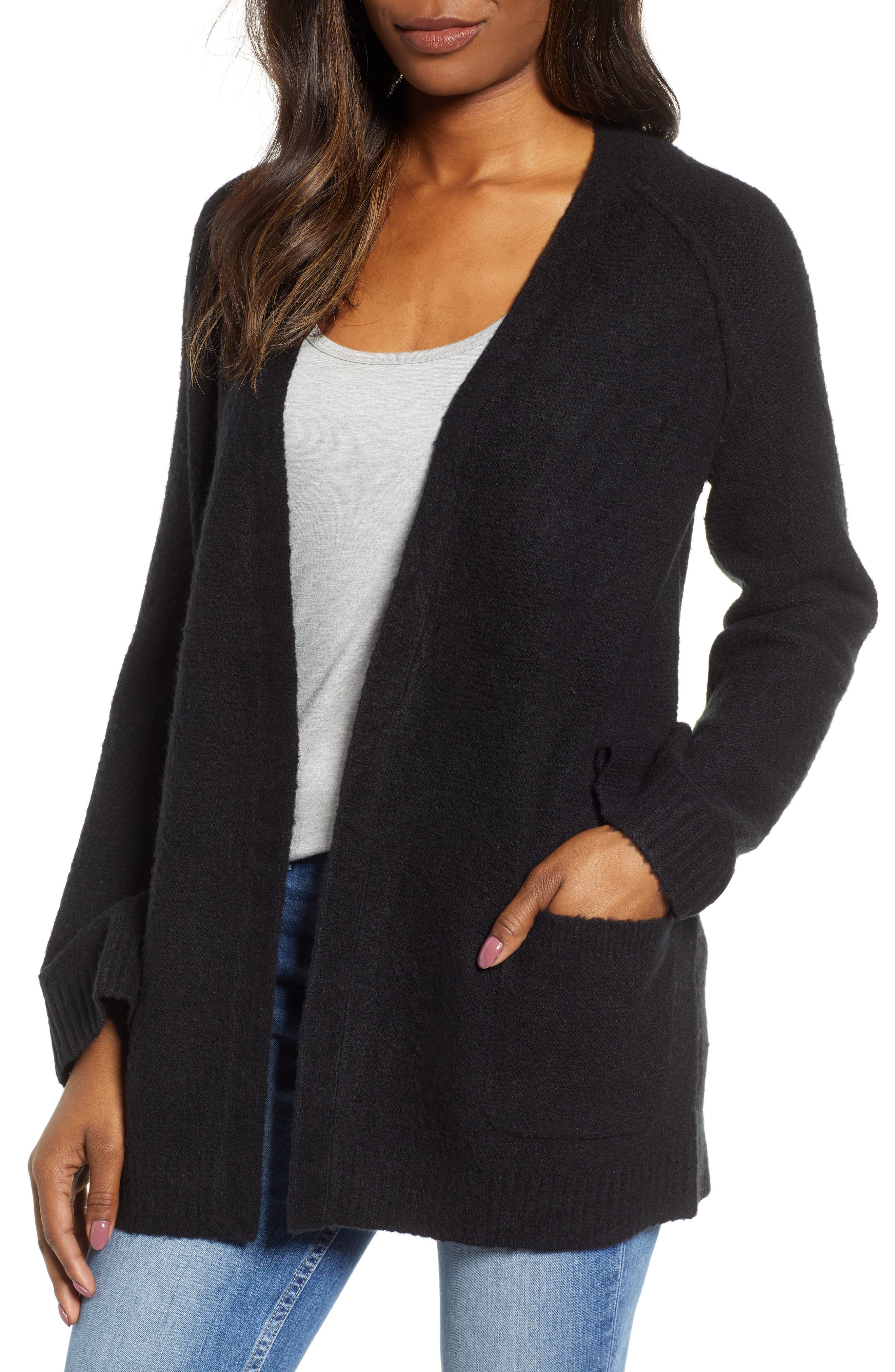Caslon Chunky Stitch Cardigan, Black