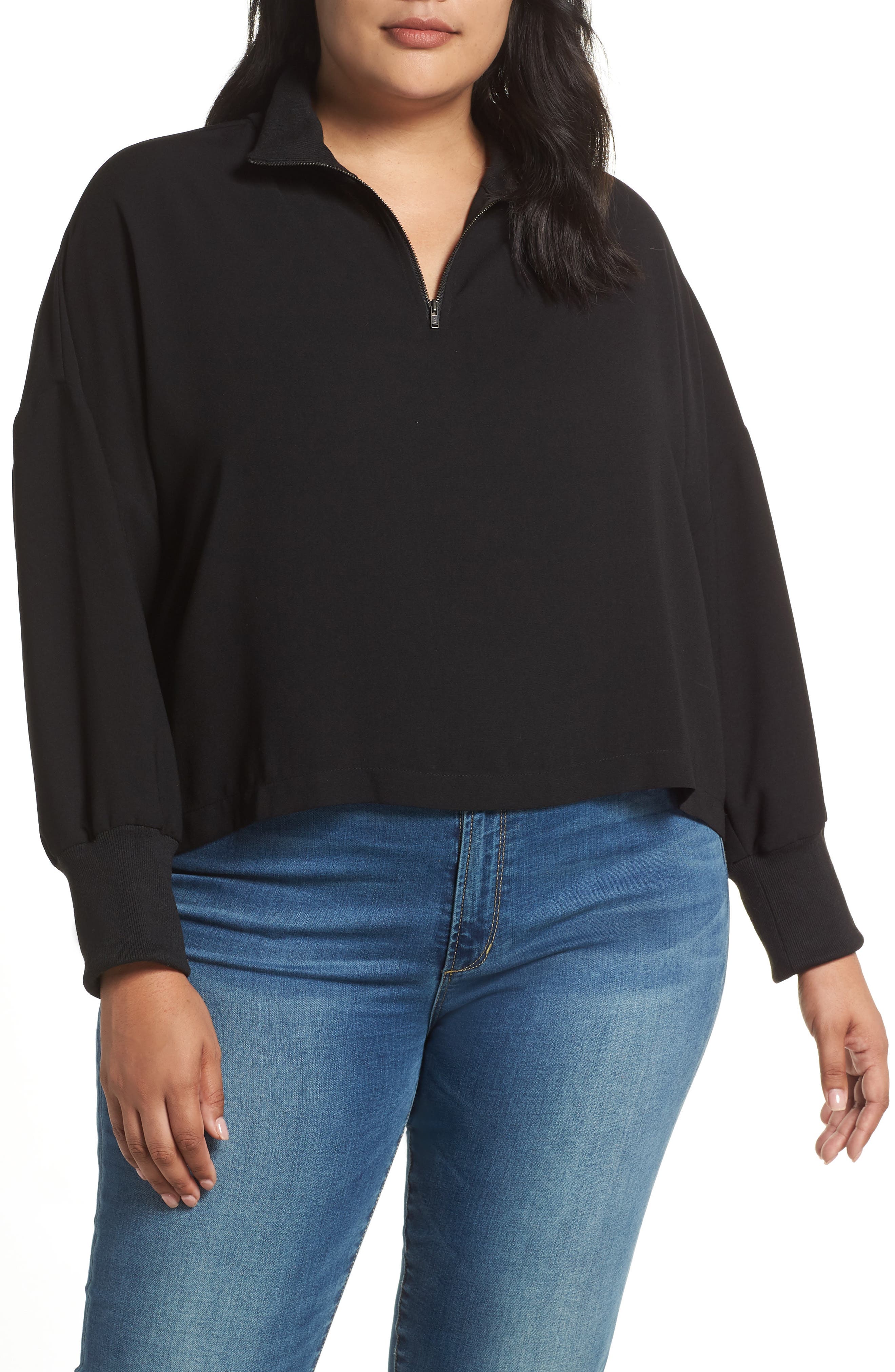 Plus Size Bp. Quarter Zip Pullover, Black