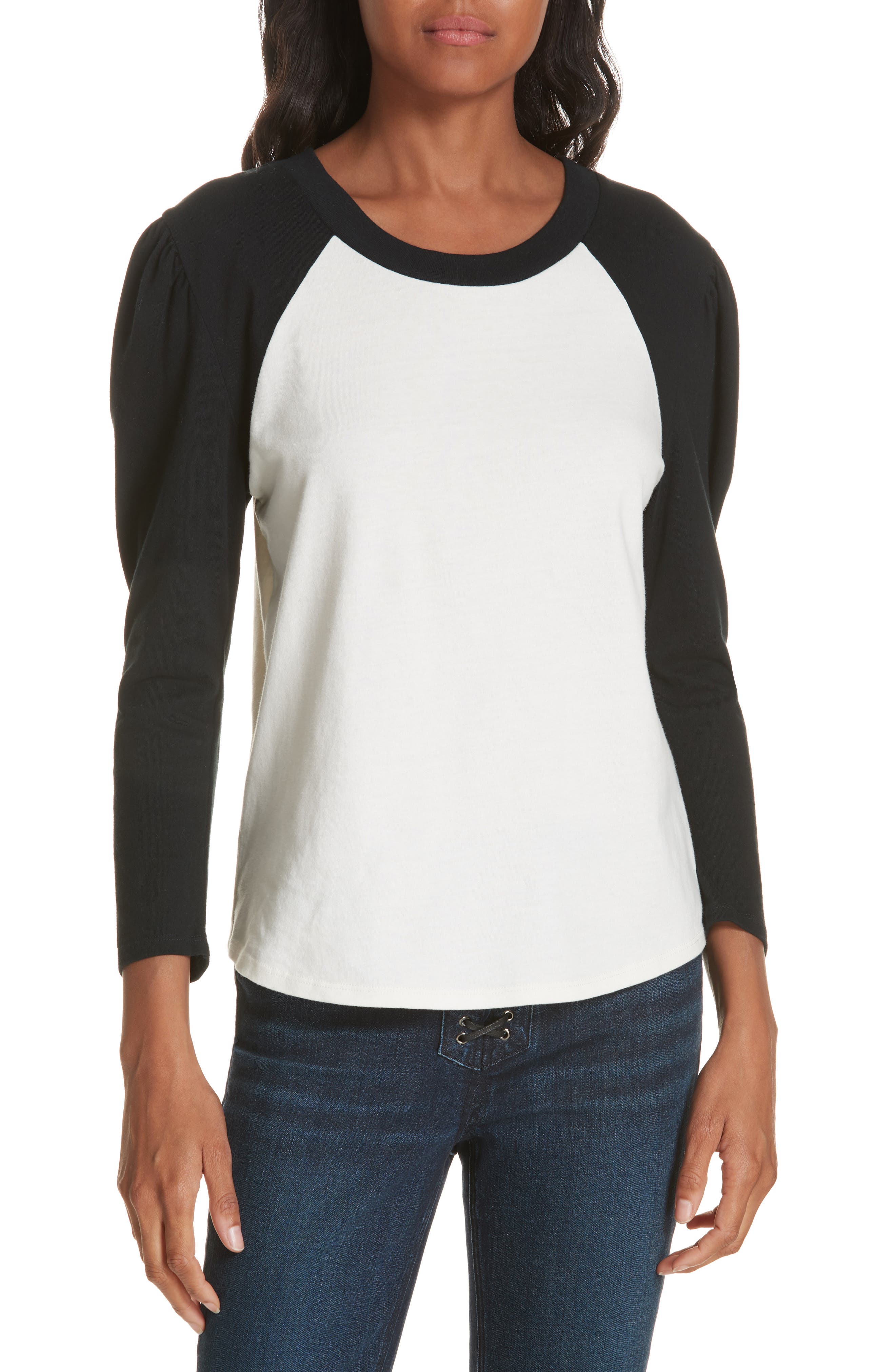 Veronica Beard Josey Baseball Tee, Ivory