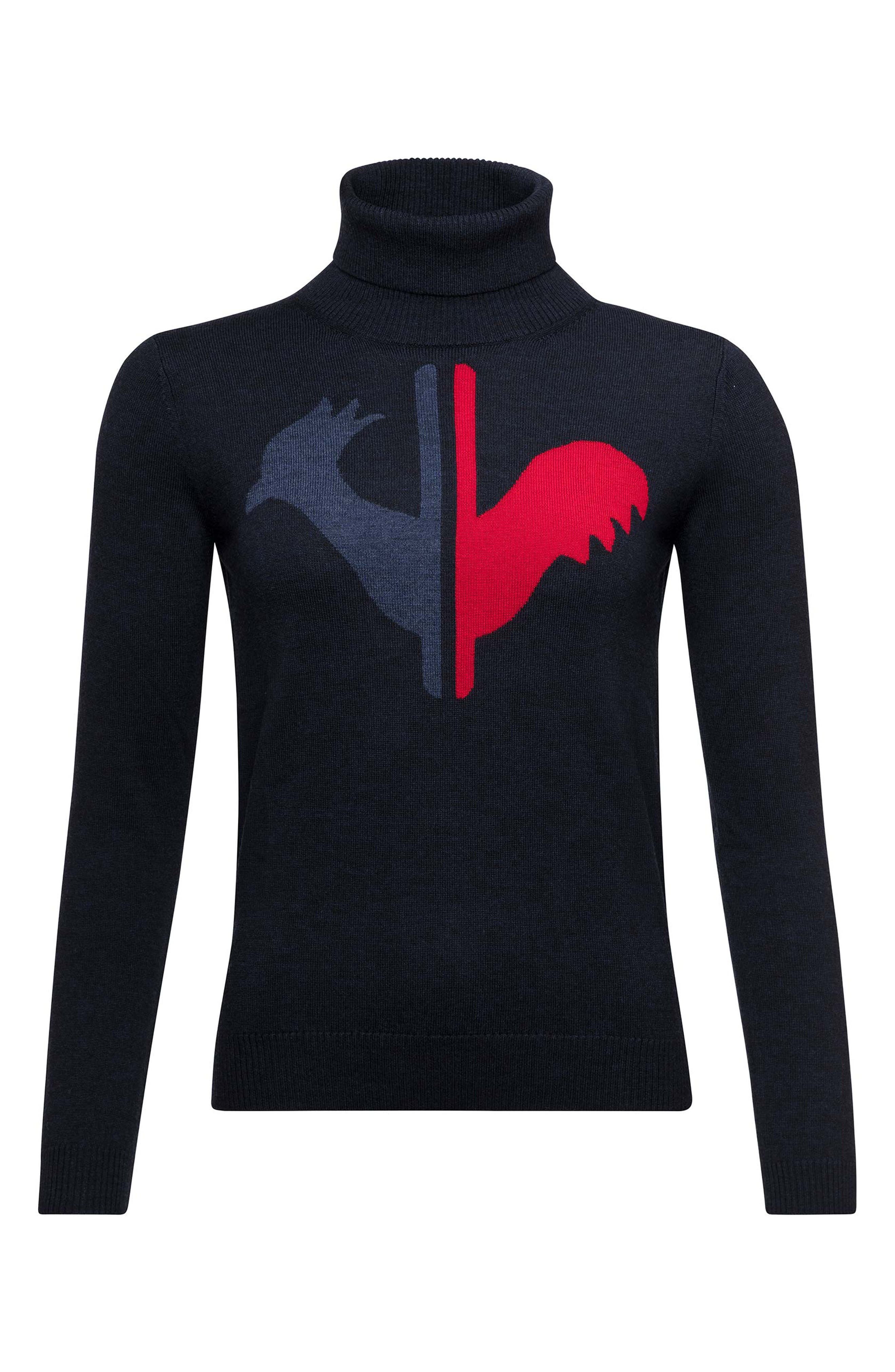 Rossignol Classique Tailored Fit Merino Wool Ski Sweater, Blue