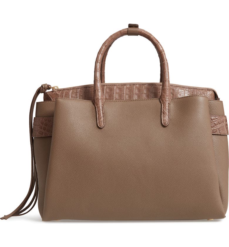 Click to view more detailed imagery on our partner's website Nancy Gonzalez Cristie Leather & Genuine Crocodile Satchel - Beige In Taupe