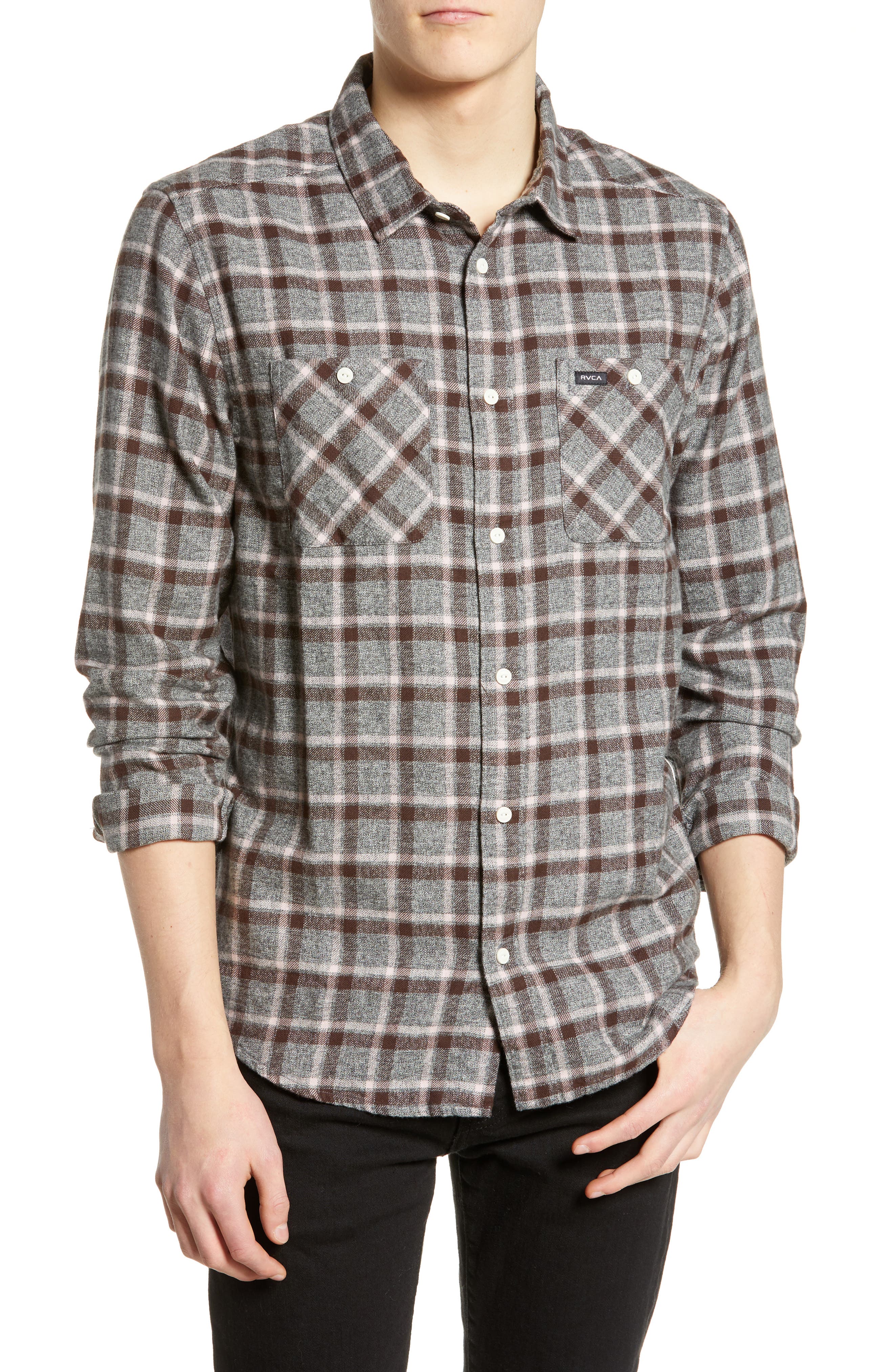Rvca Hero Flannel Shirt, Ivory