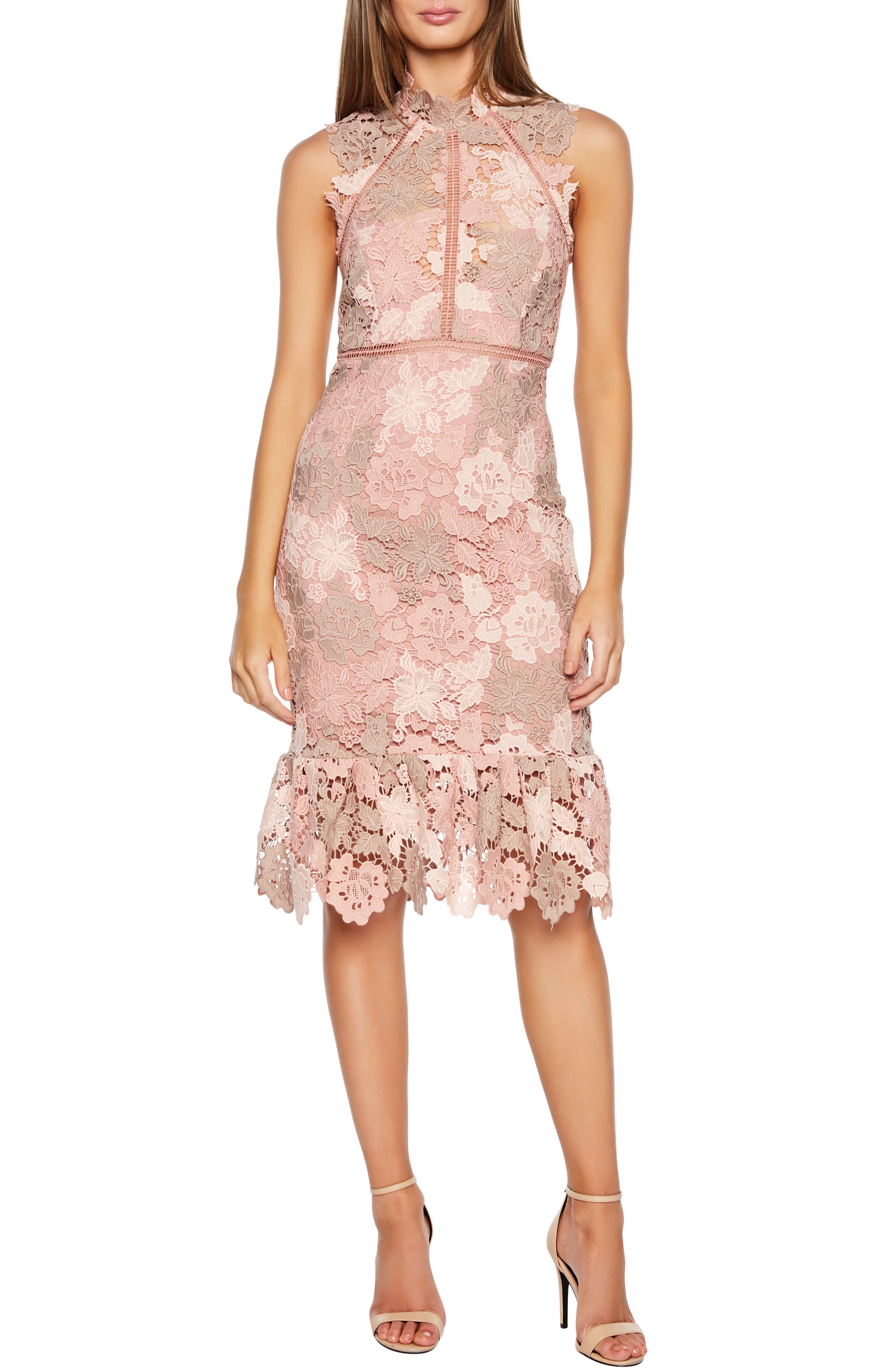 Bardot Dani Lace Sheath Dress, Pink