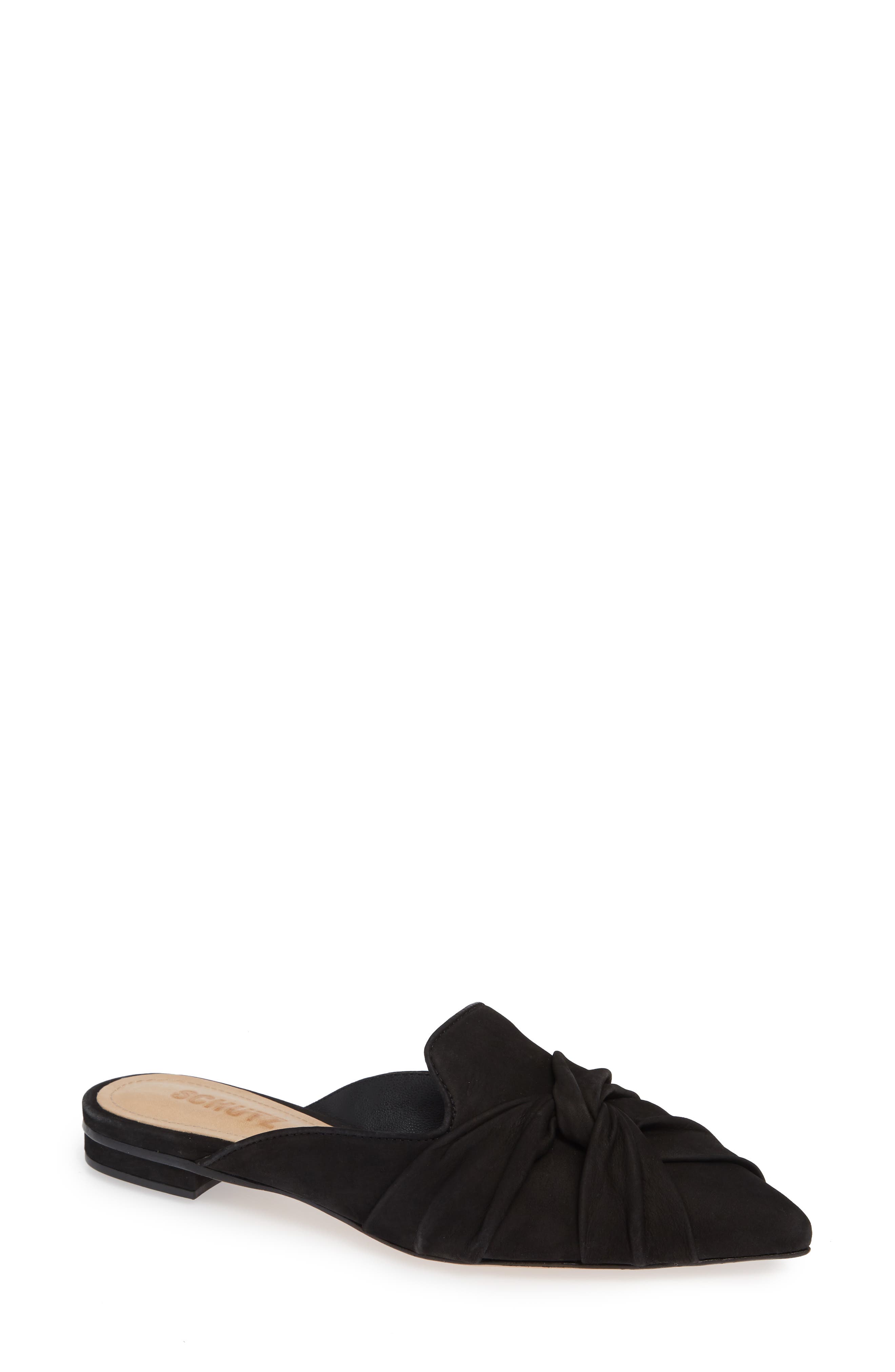 Schutz Tina Pointy Toe Slide Sandal- Black