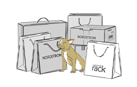 Stack of Nordstrom boxes and bags.