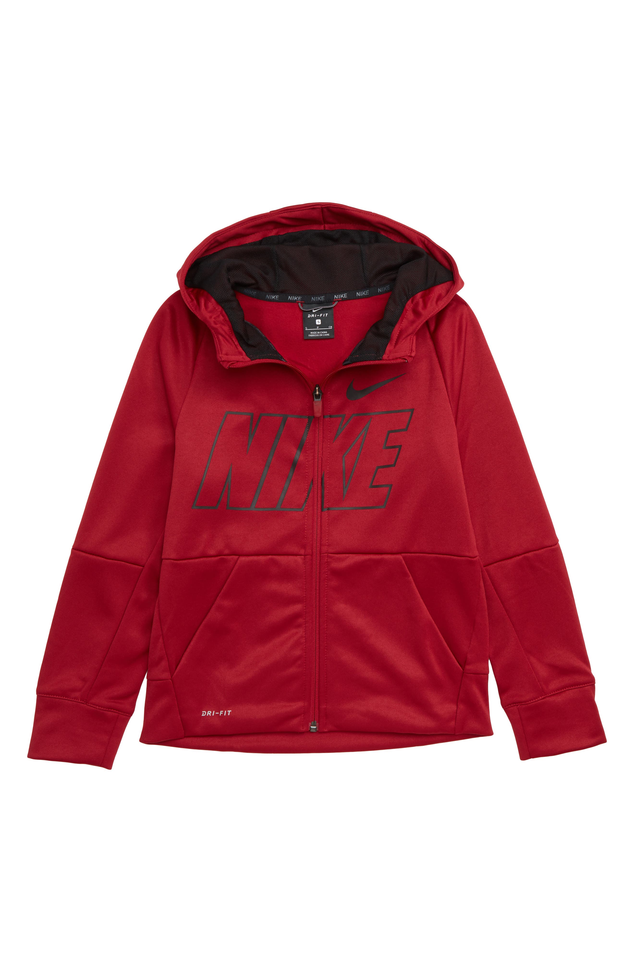 Therma Dry Zip Hoodie,
                        Main,
                        color, RED CRUSH/ BLACK