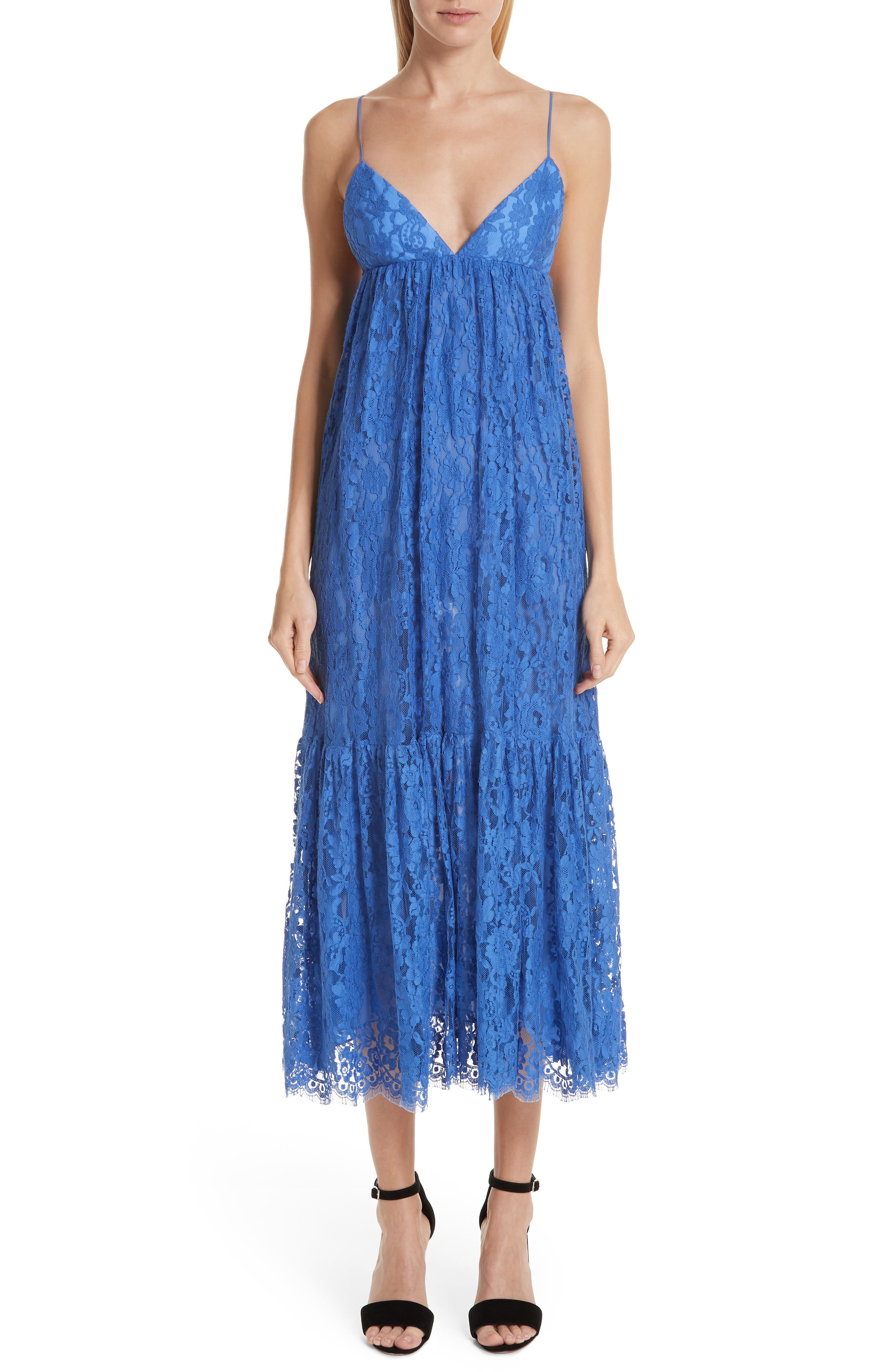 Michael Kors Tiered Lace Midi Dress, Blue
