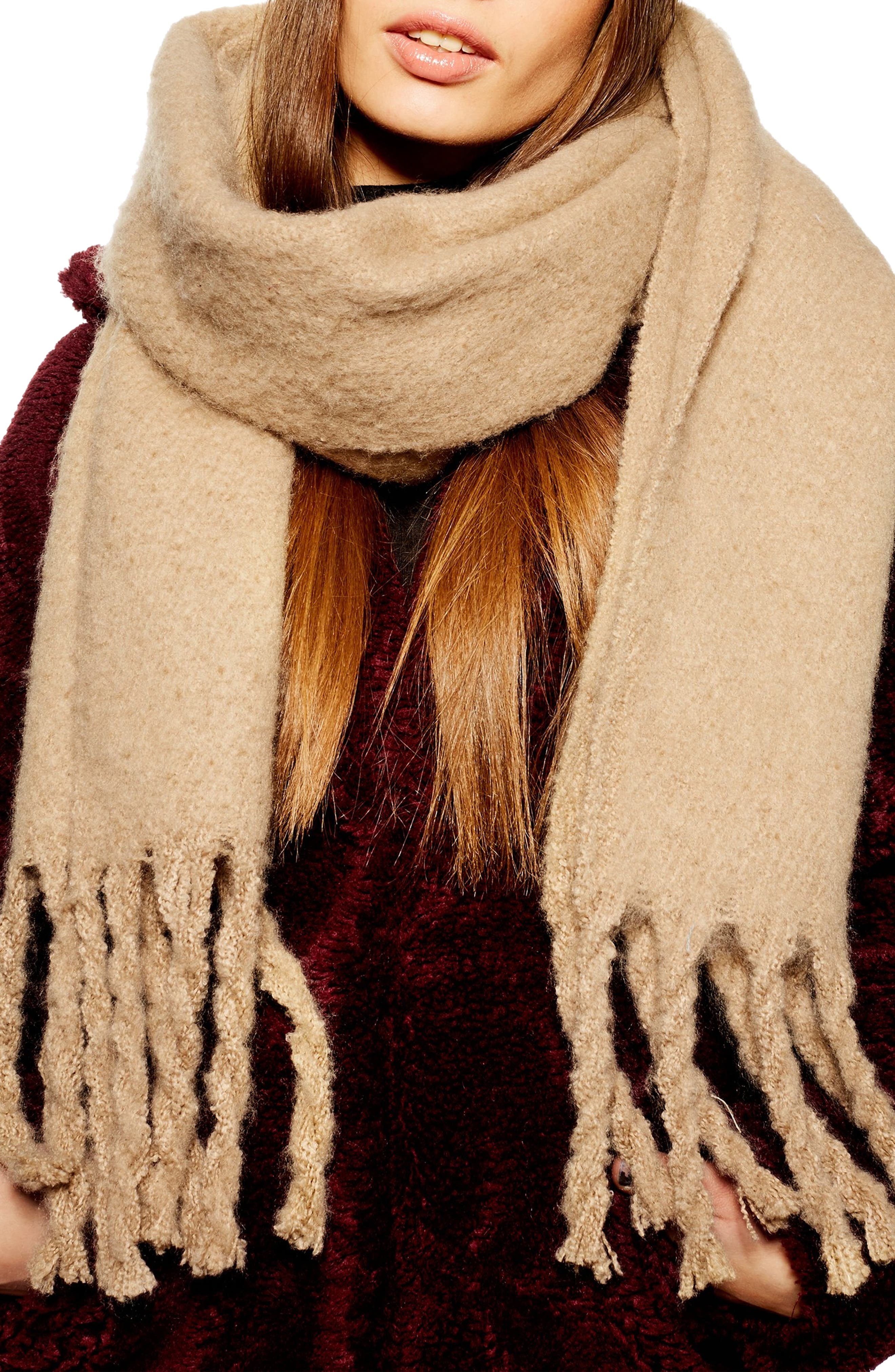 Heavy Brushed Scarf,                        Main,                        color, CAMEL
