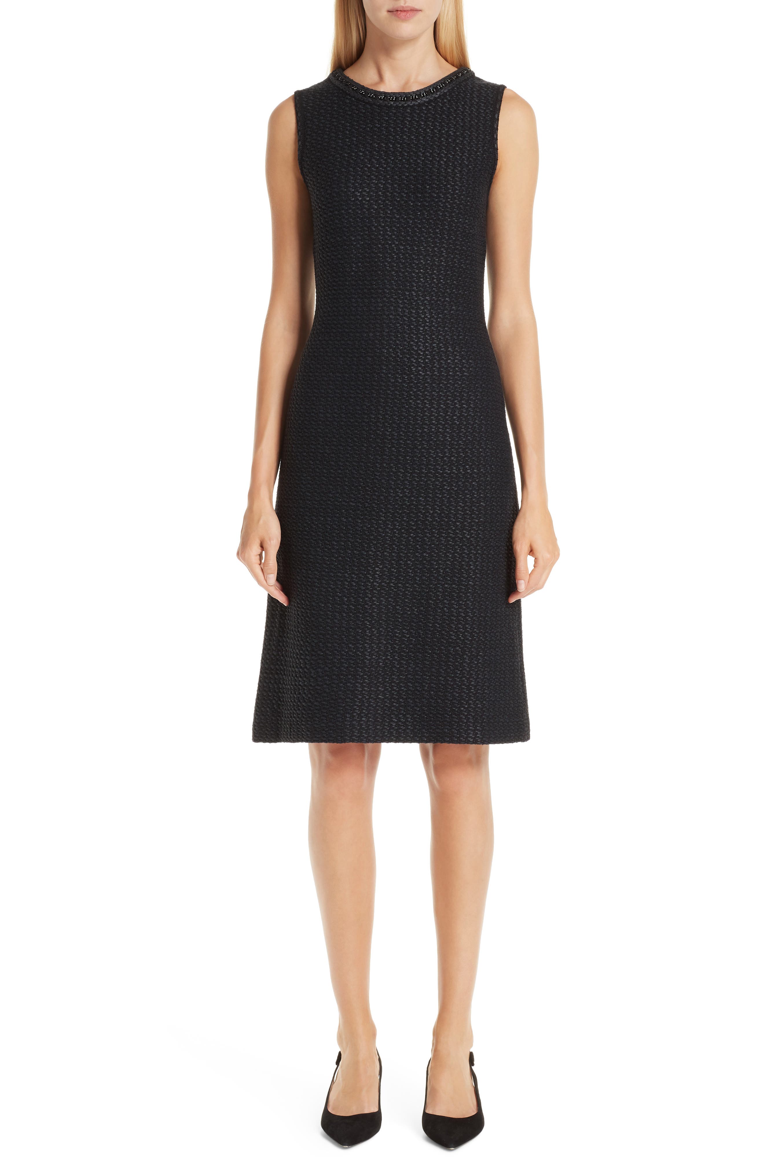 St. John Collection Adina Chain Trim Knit Dress, Black