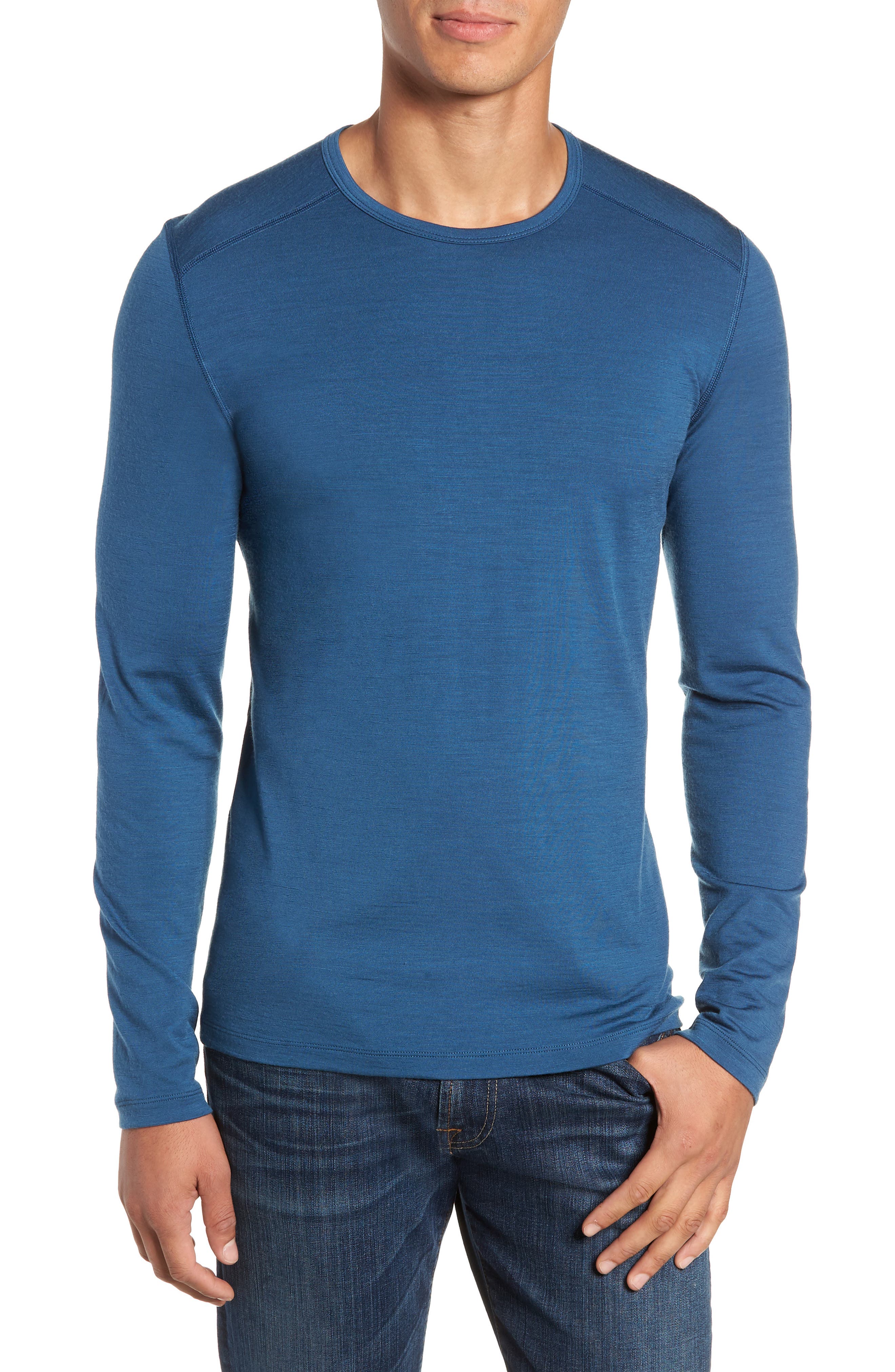 Icebreaker Oasis Long Sleeve Merino Wool Base Layer T-Shirt, Blue