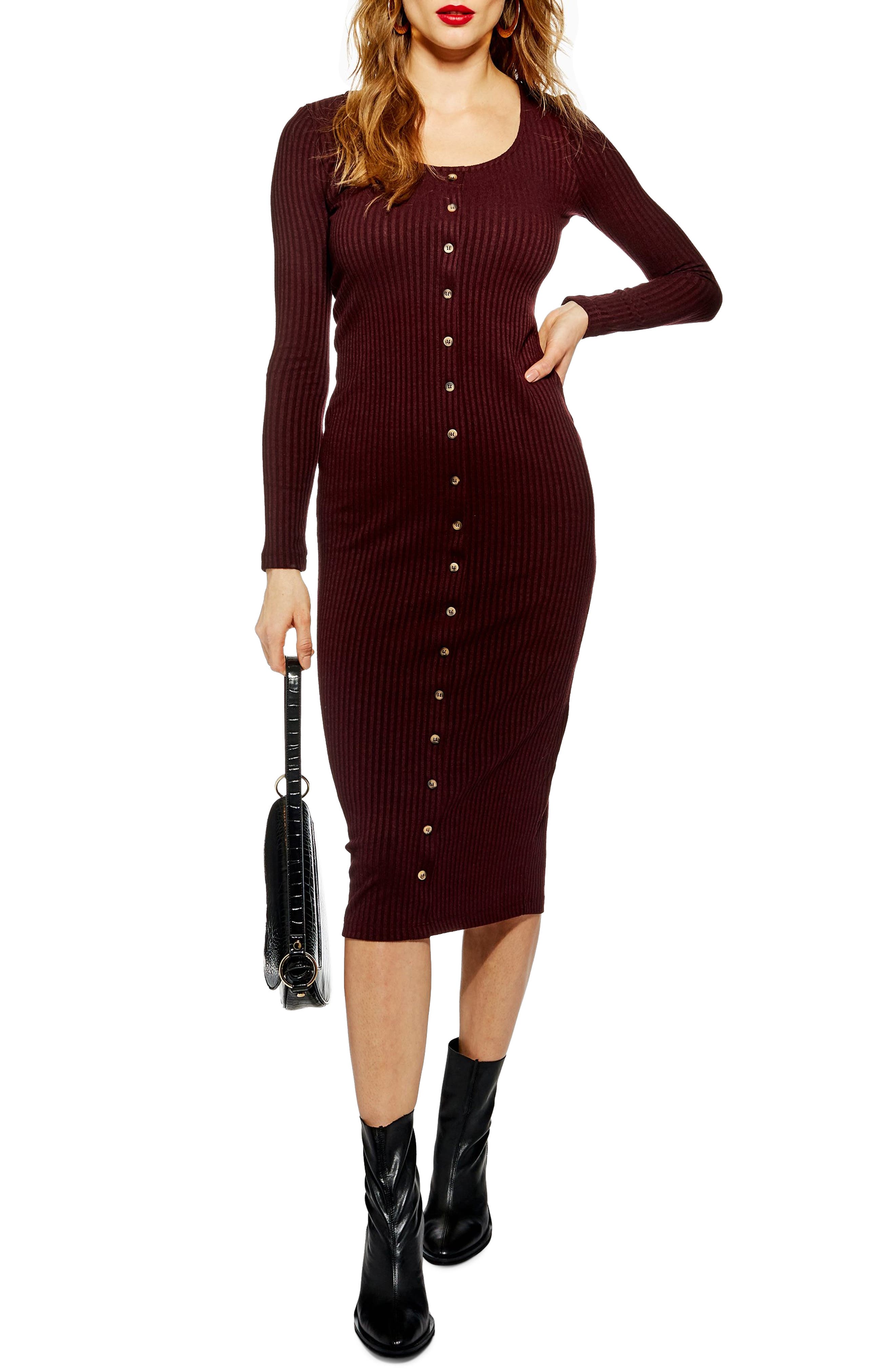 Topshop Button Through Midi Dress, US (fits like 2-4) - Purple