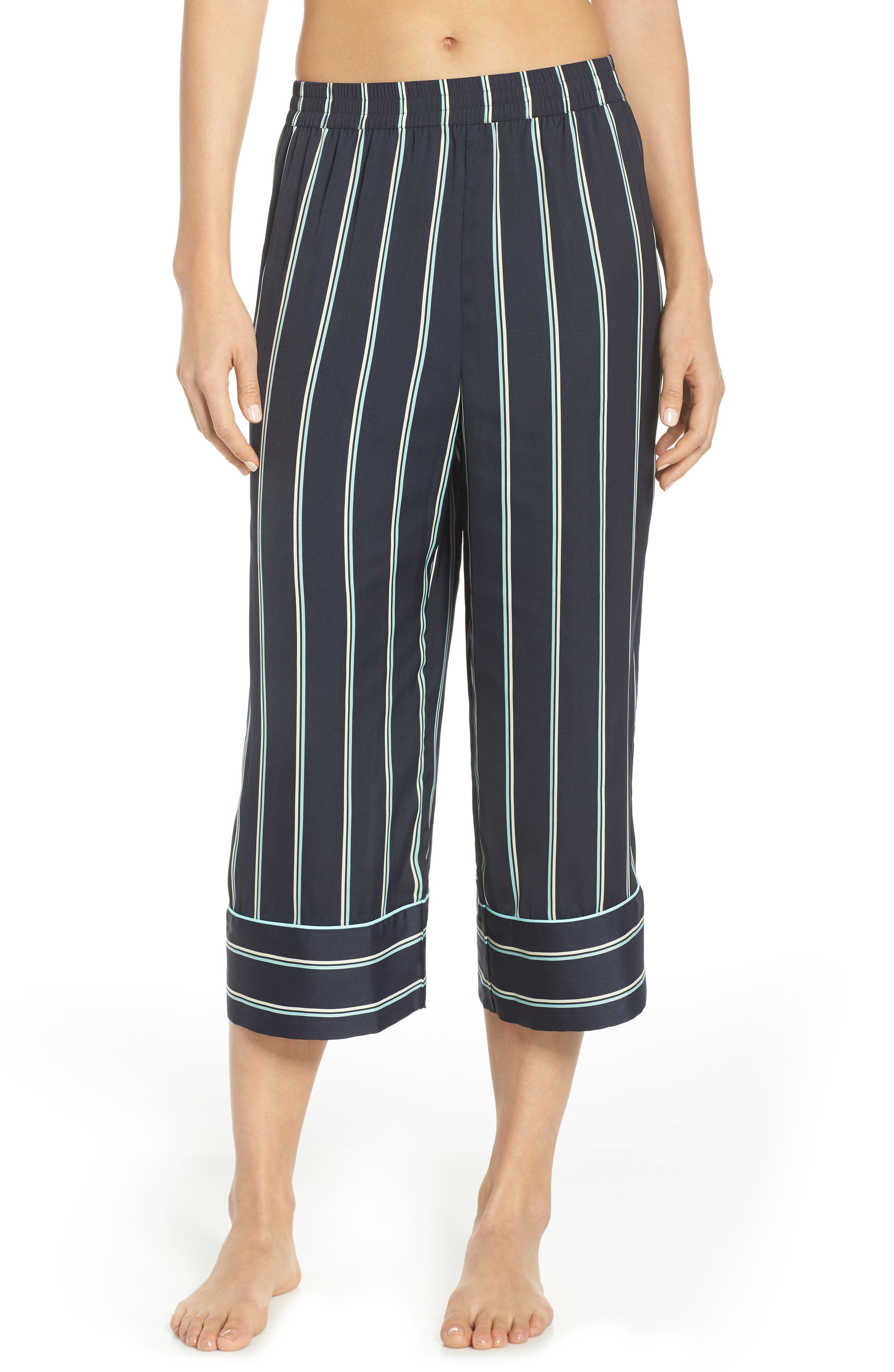 Something Navy Satin Pajama Pants, Blue
