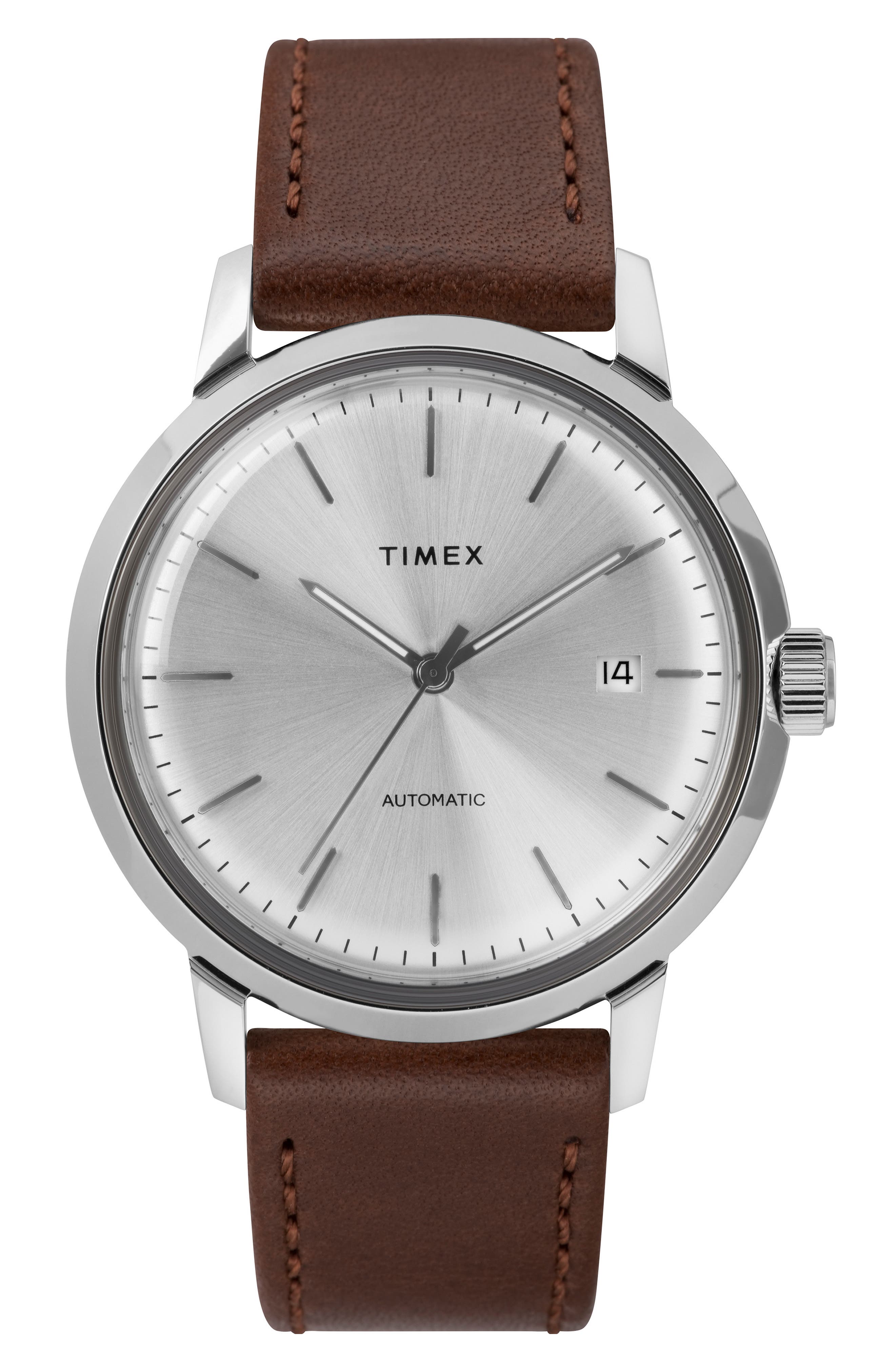 Timex Marlin Automatic Leather Strap Watch, 40Mm