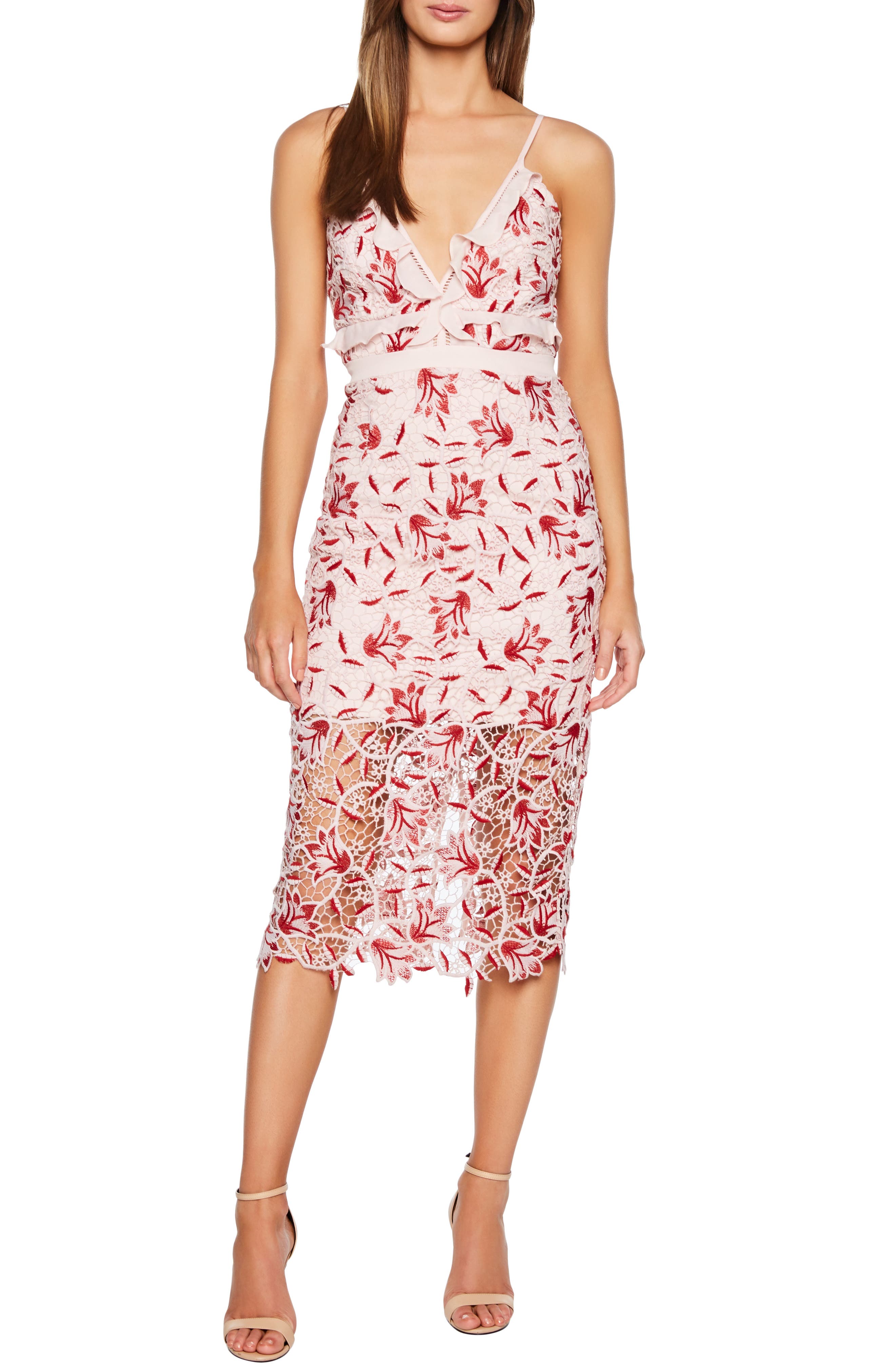 Bardot Coco Lace Dress, Red
