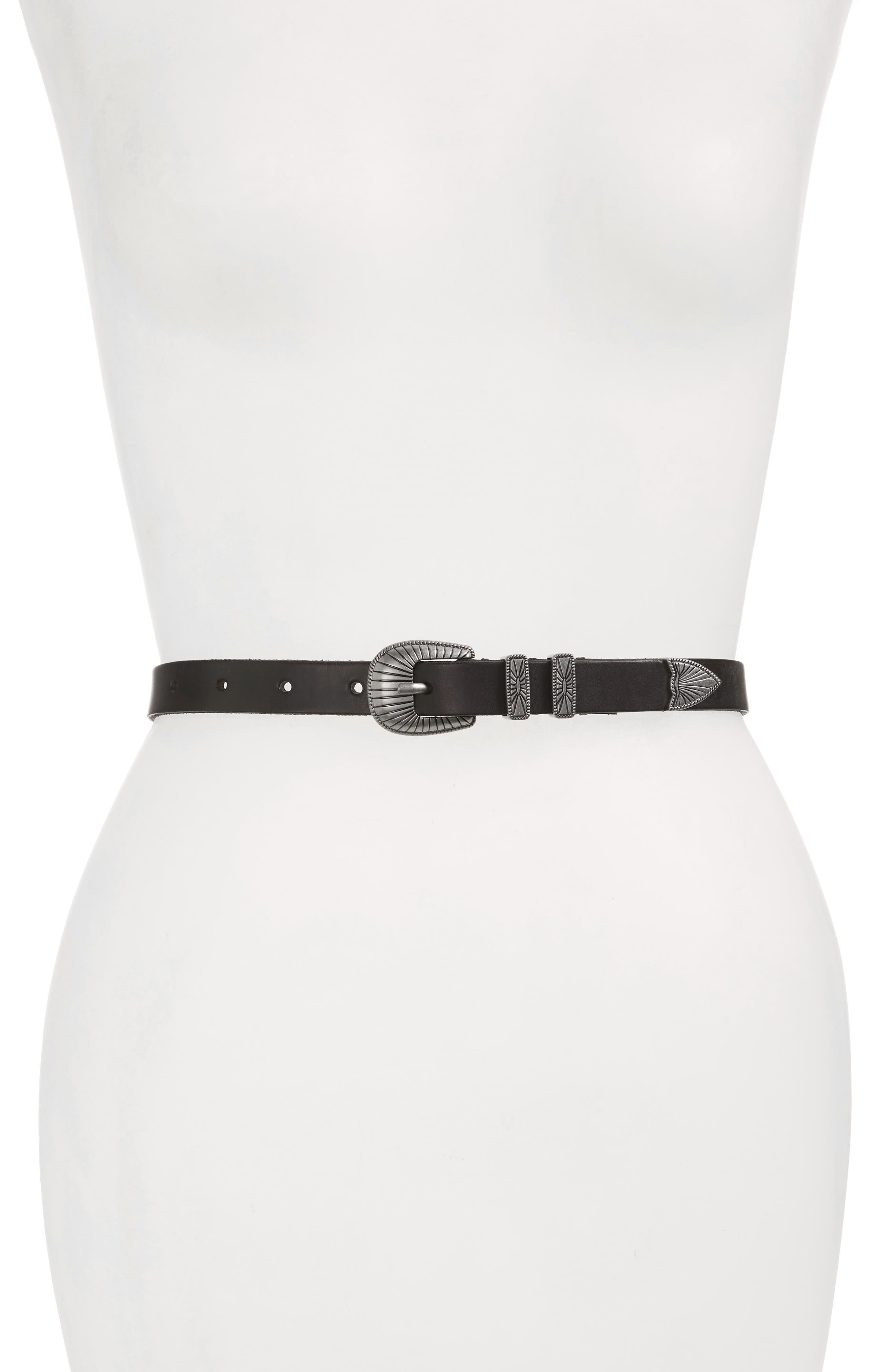 Frye Ellen Leather Belt, Black