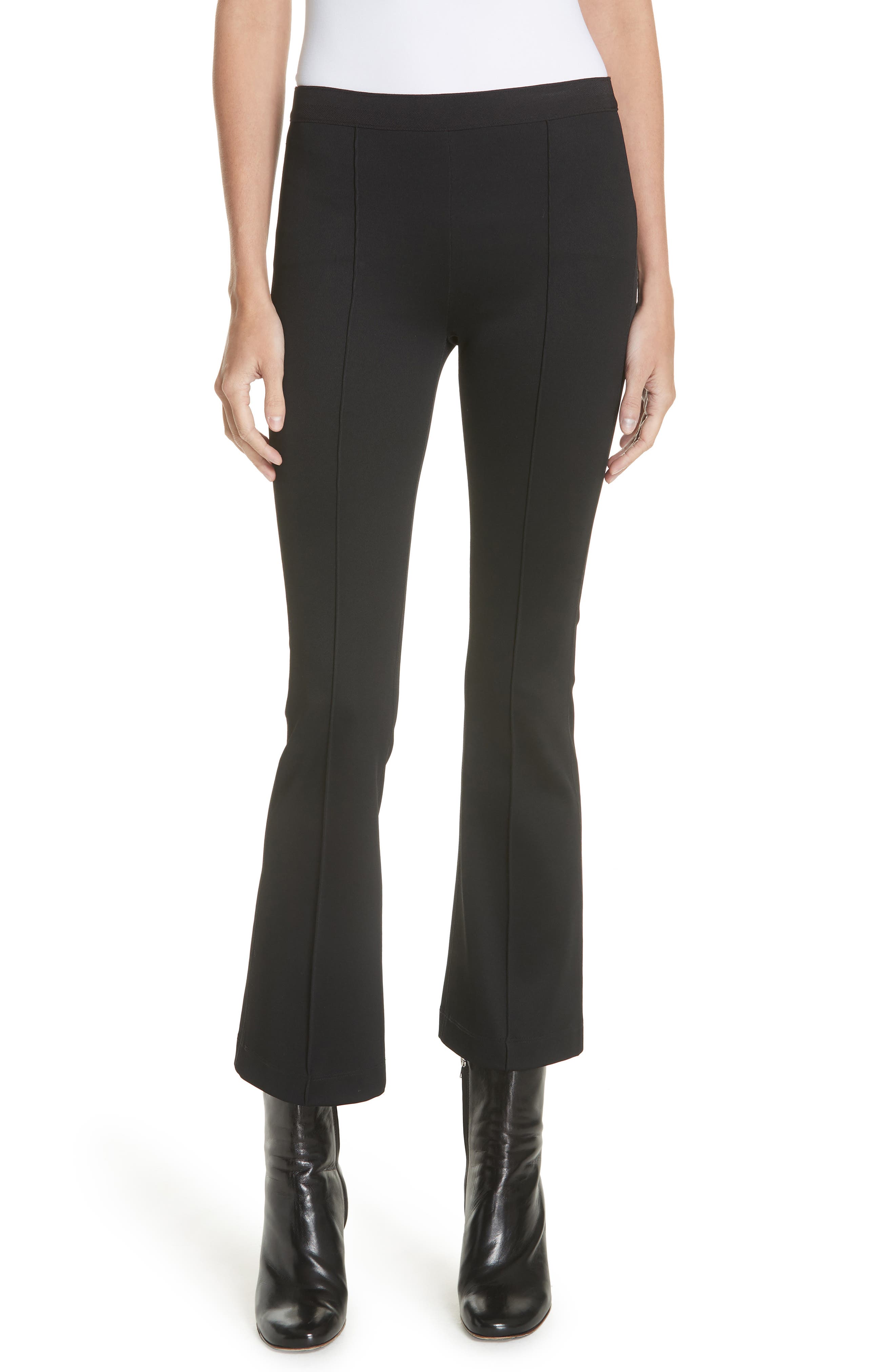 Helmut Lang Ribbed Crop Flare Leggings, Black