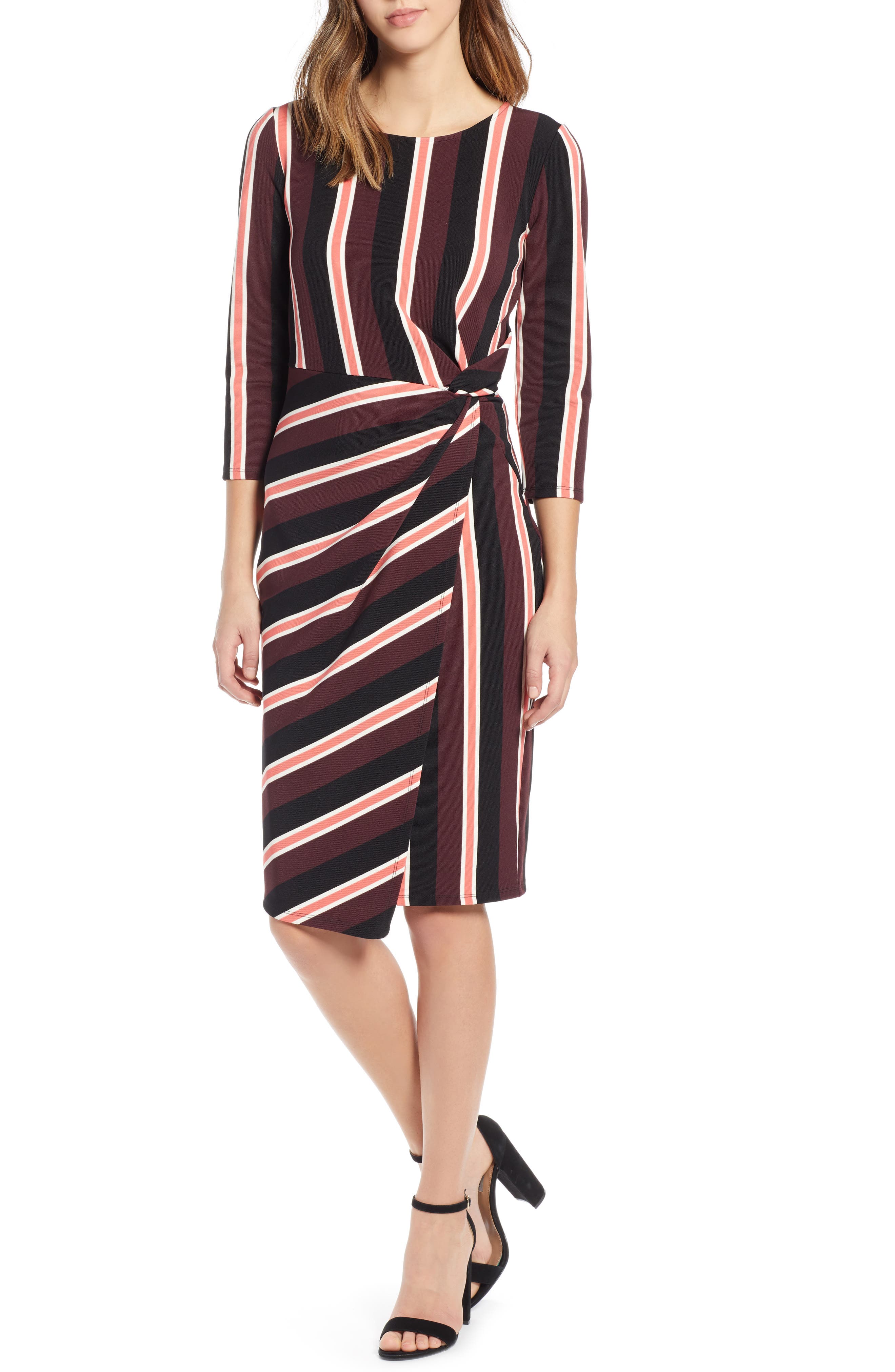 Socialite Side Twist Dress, Burgundy