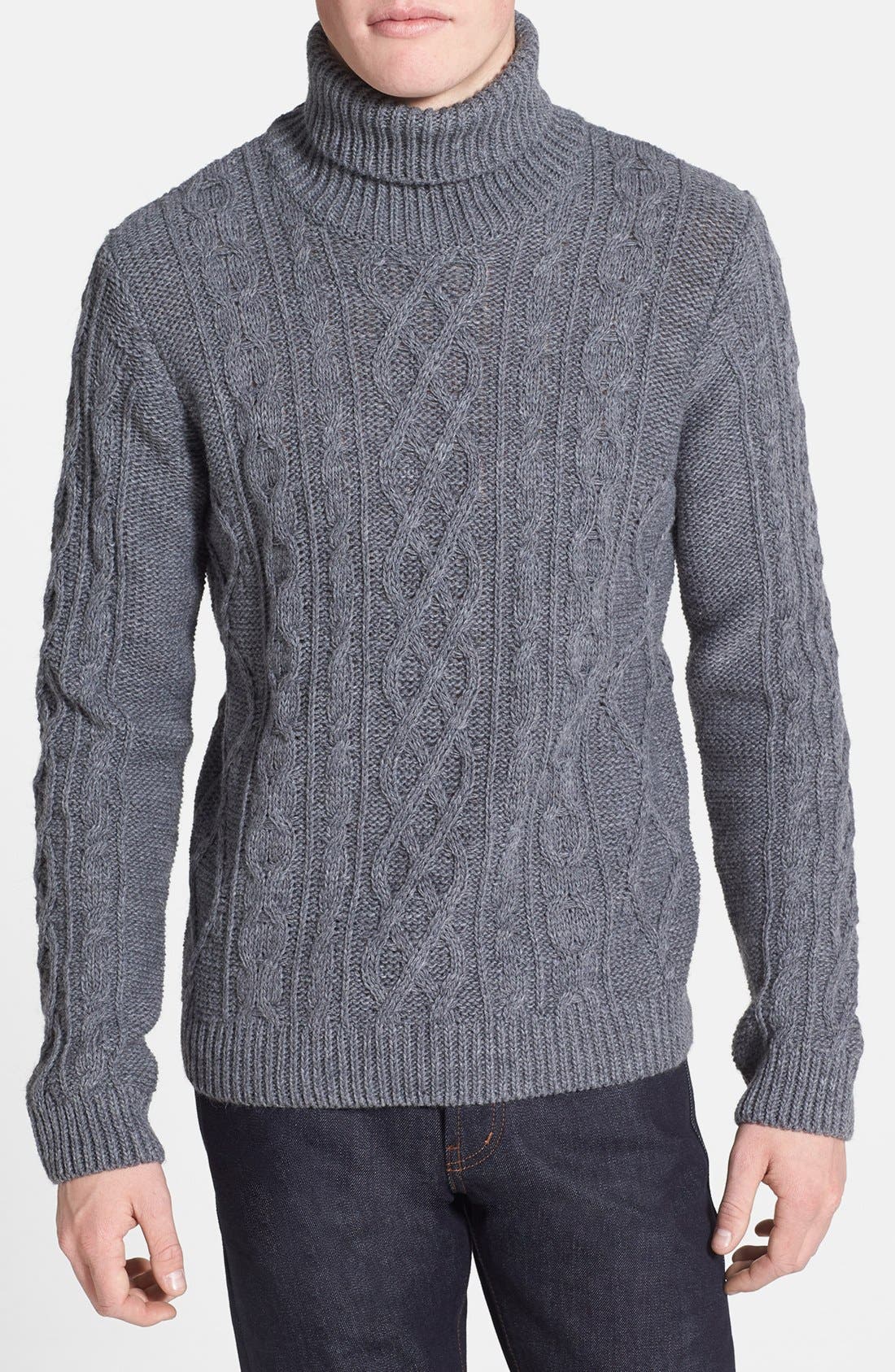 Topman Chunky Cable Knit Turtleneck Sweater Nordstrom