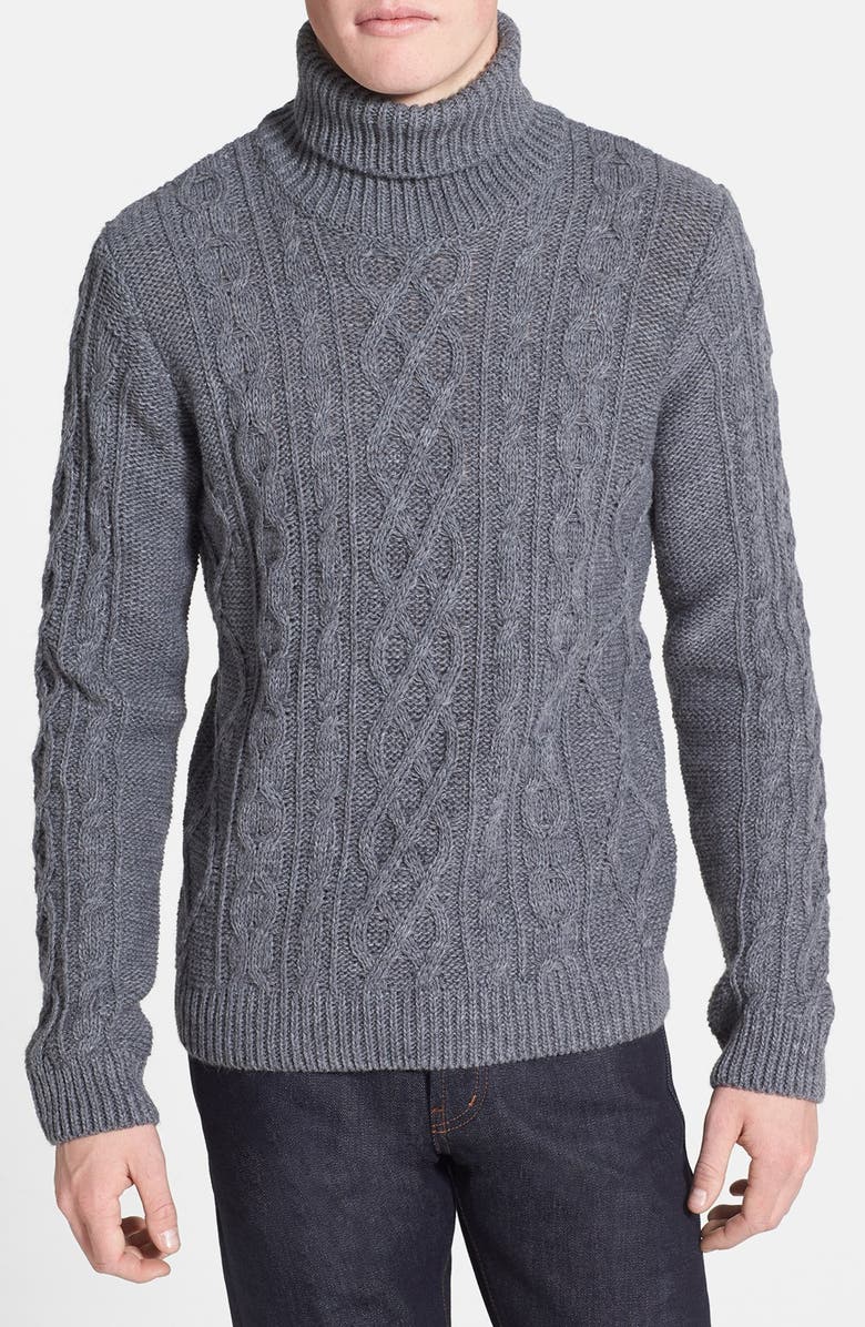 Topman Chunky Cable Knit Turtleneck Sweater | Nordstrom