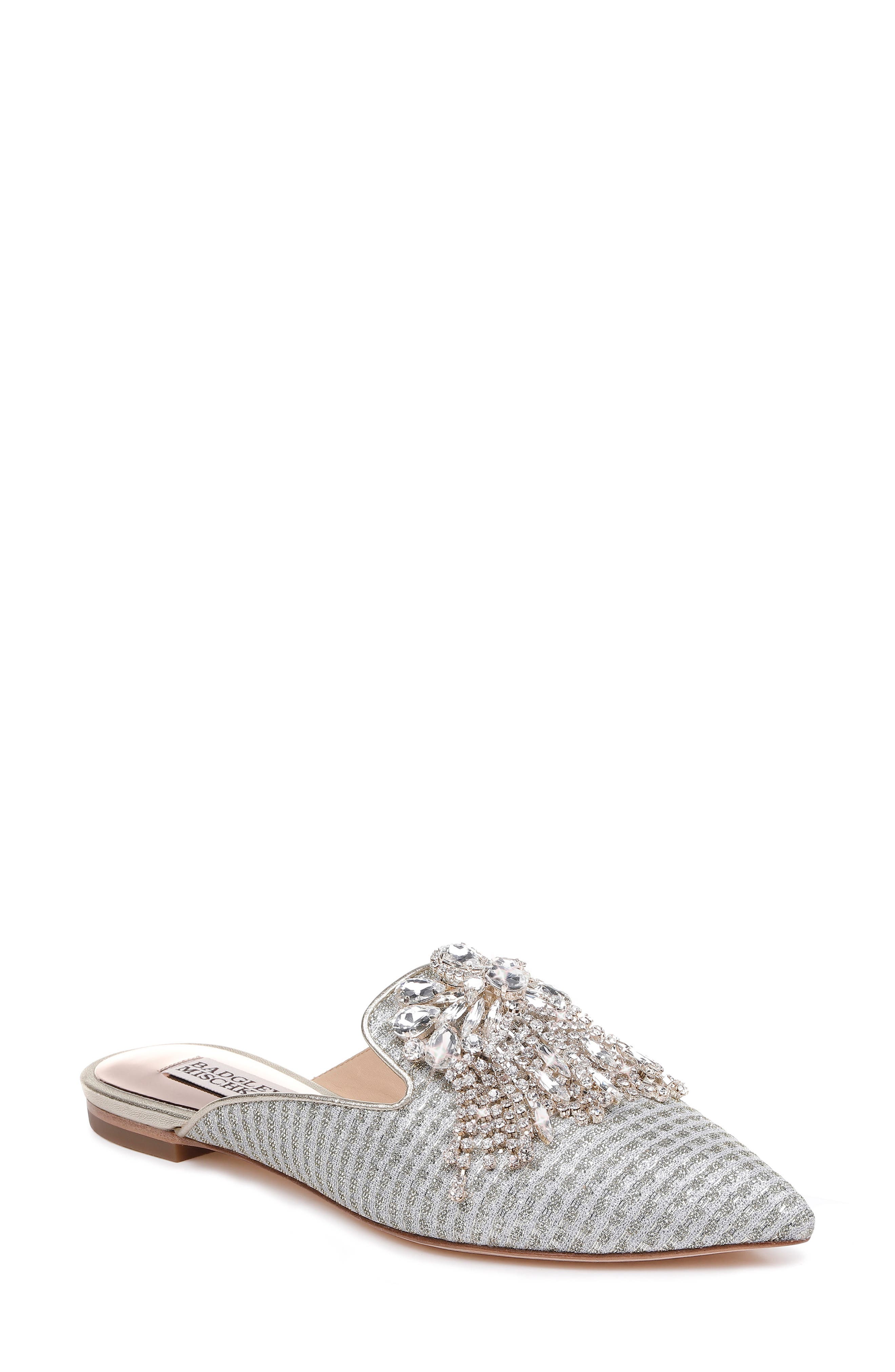 Badgley Mischka Farley Embellished Mule- Metallic