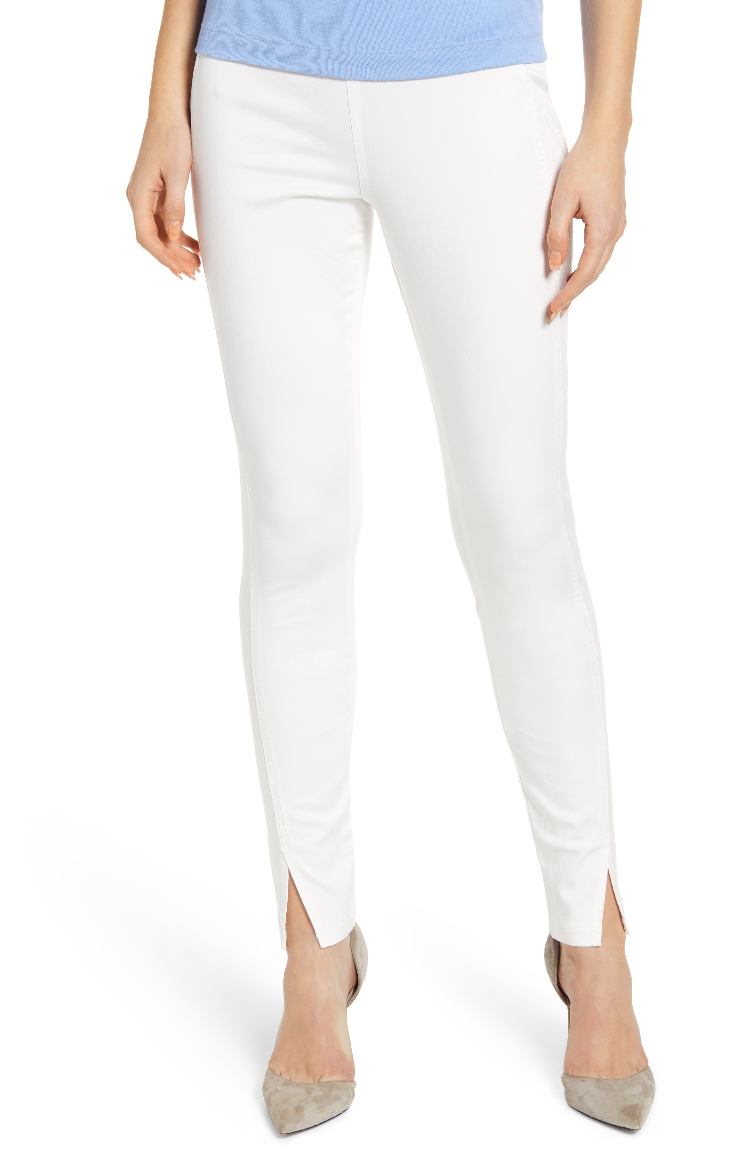Hue High Waist Sateen Skimmer Leggings, White