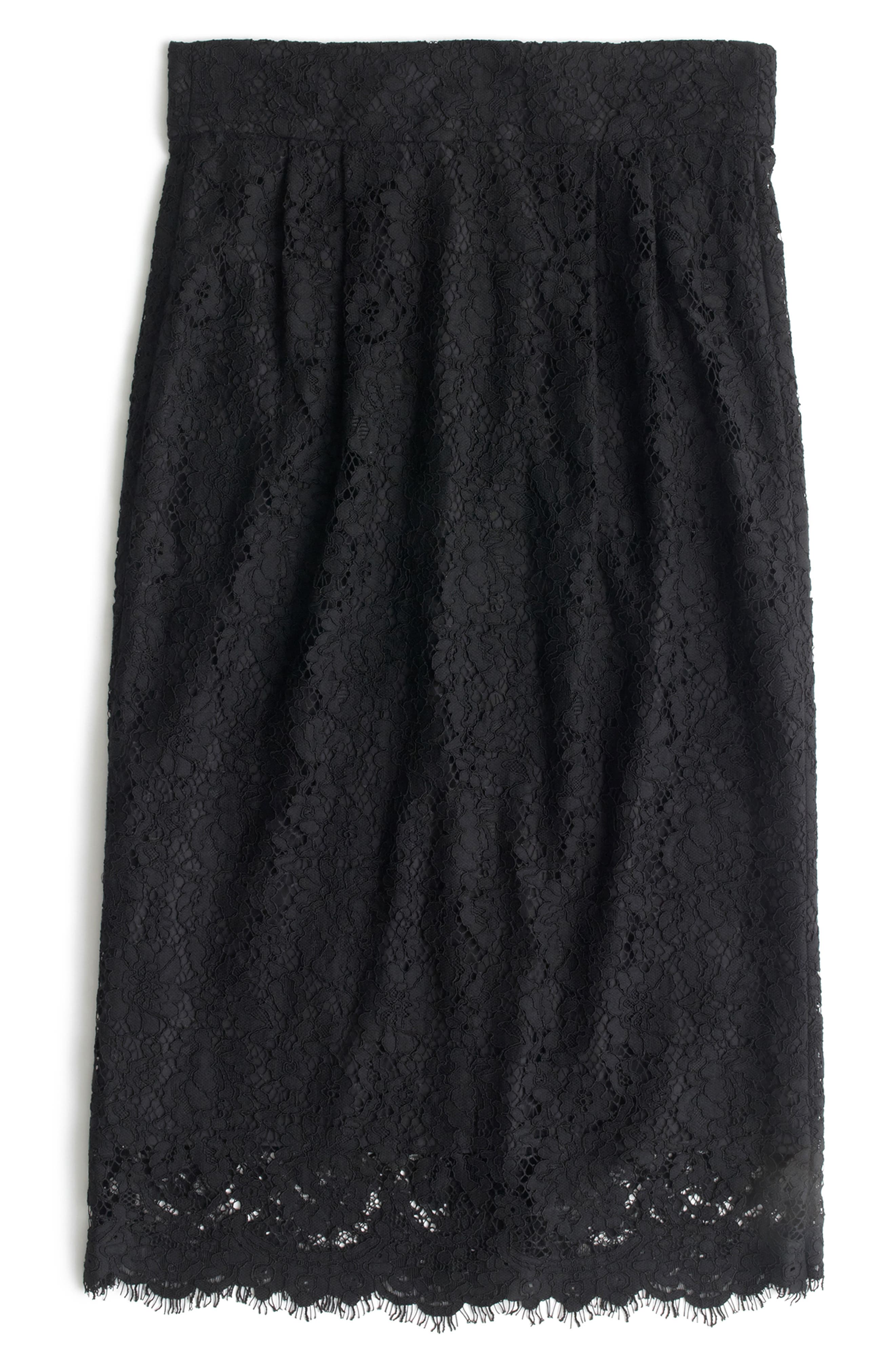 J.crew Lace Pintuck Pencil Skirt, Black