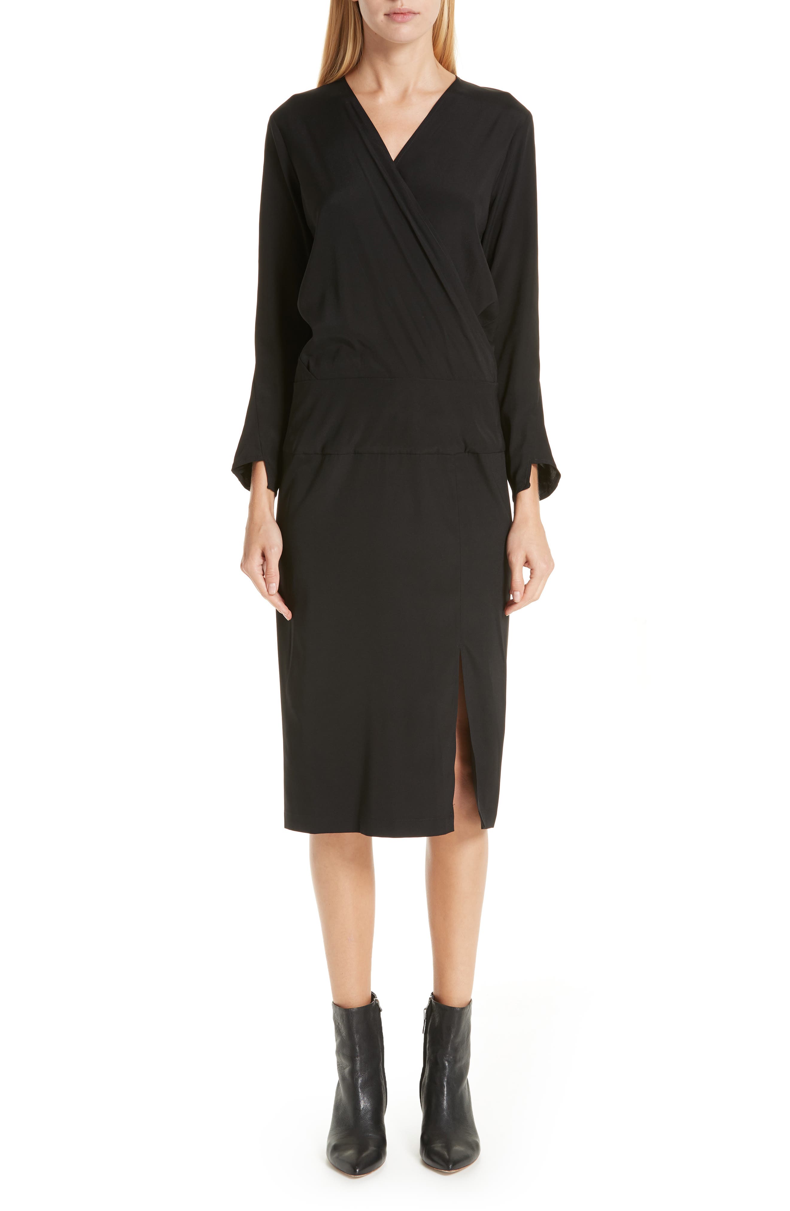 Zero + Maria Cornejo Stretch Silk Faux Wrap Dress