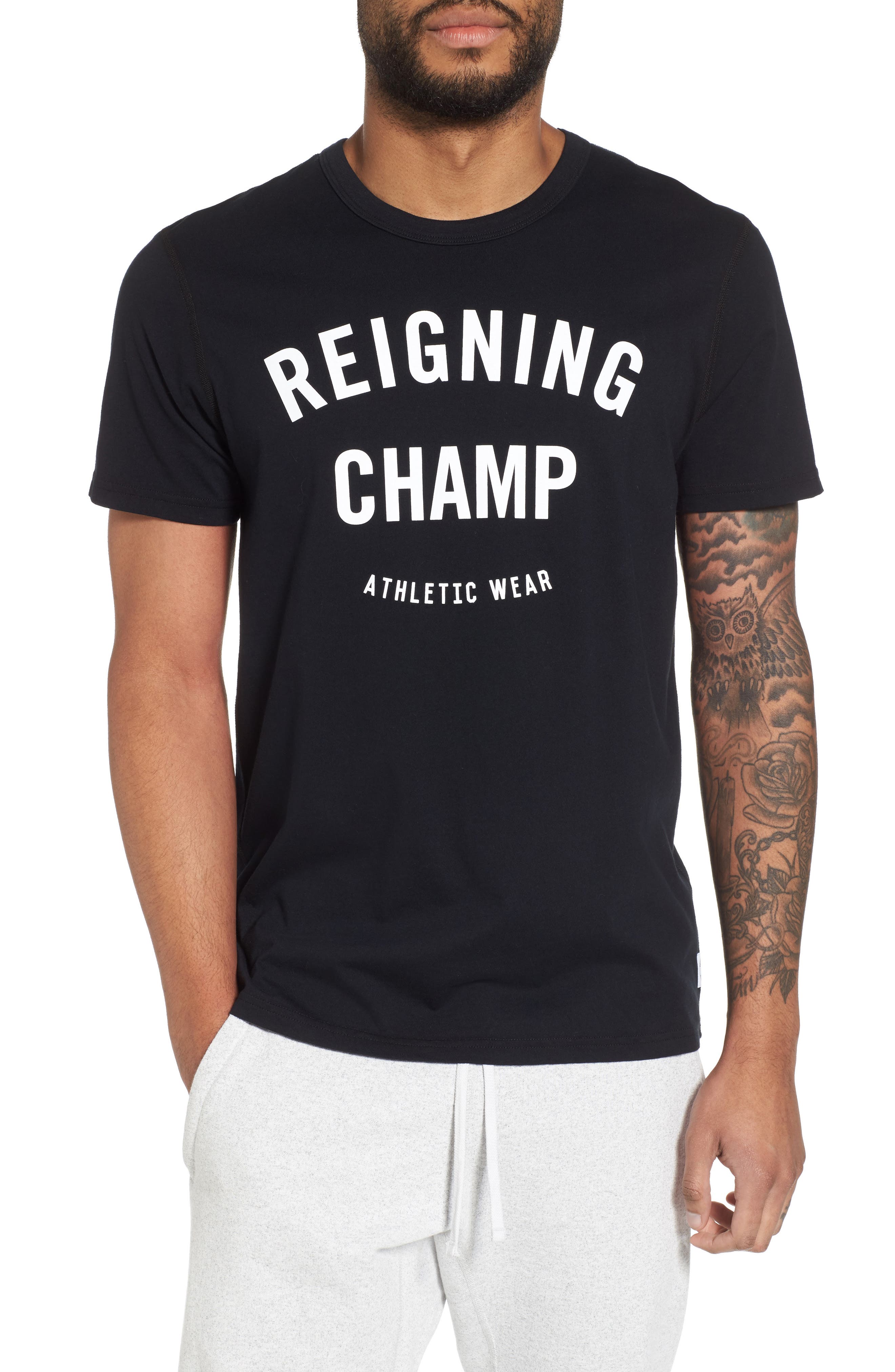 Reigning Champ Gym Logo T-Shirt, Black
