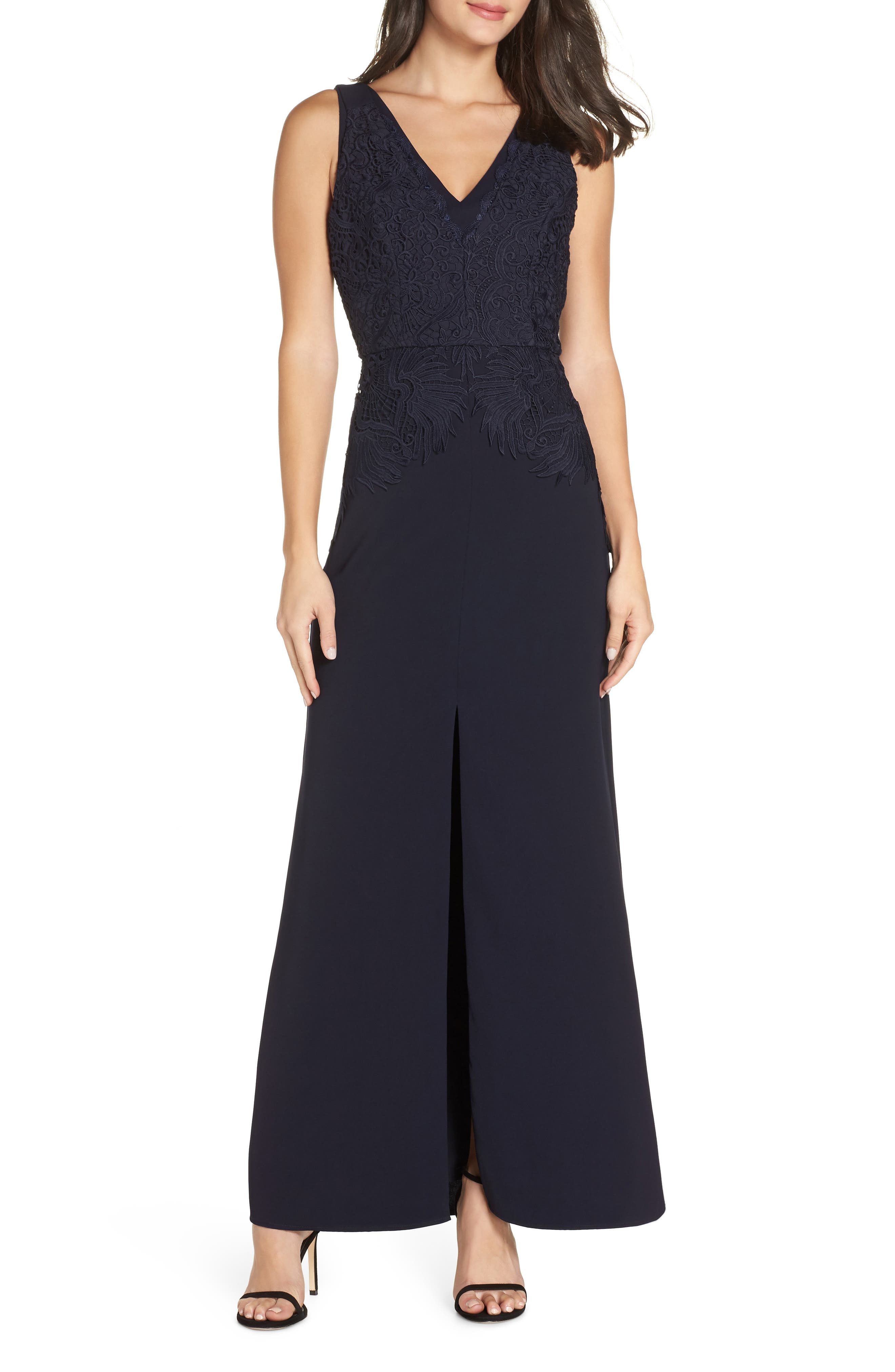Harlyn V-Neck Lace Top Gown