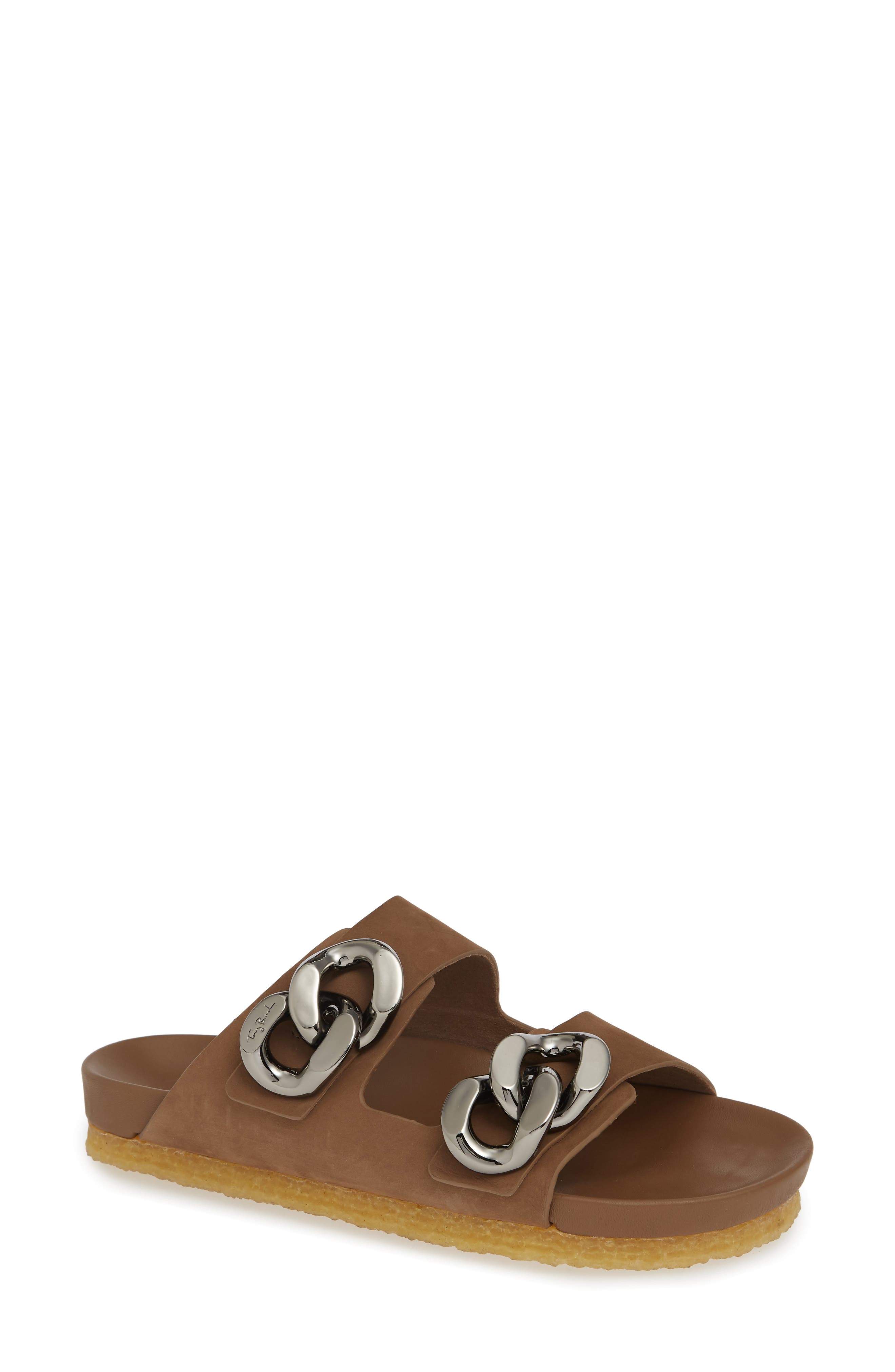 Tory Burch Adrien Two Band Slide Sandal, Brown